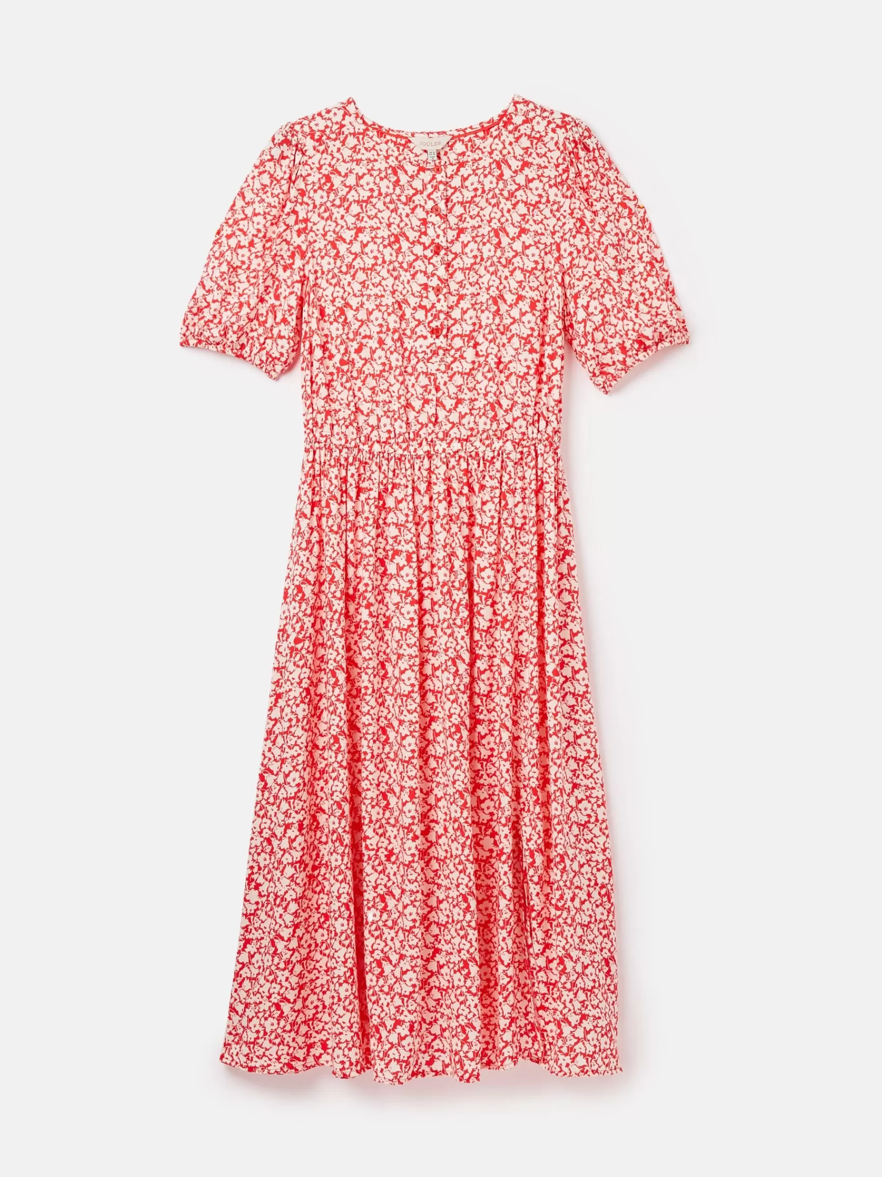 Joules Adele Floral Button Down Midi Dress with Slit Red Online
