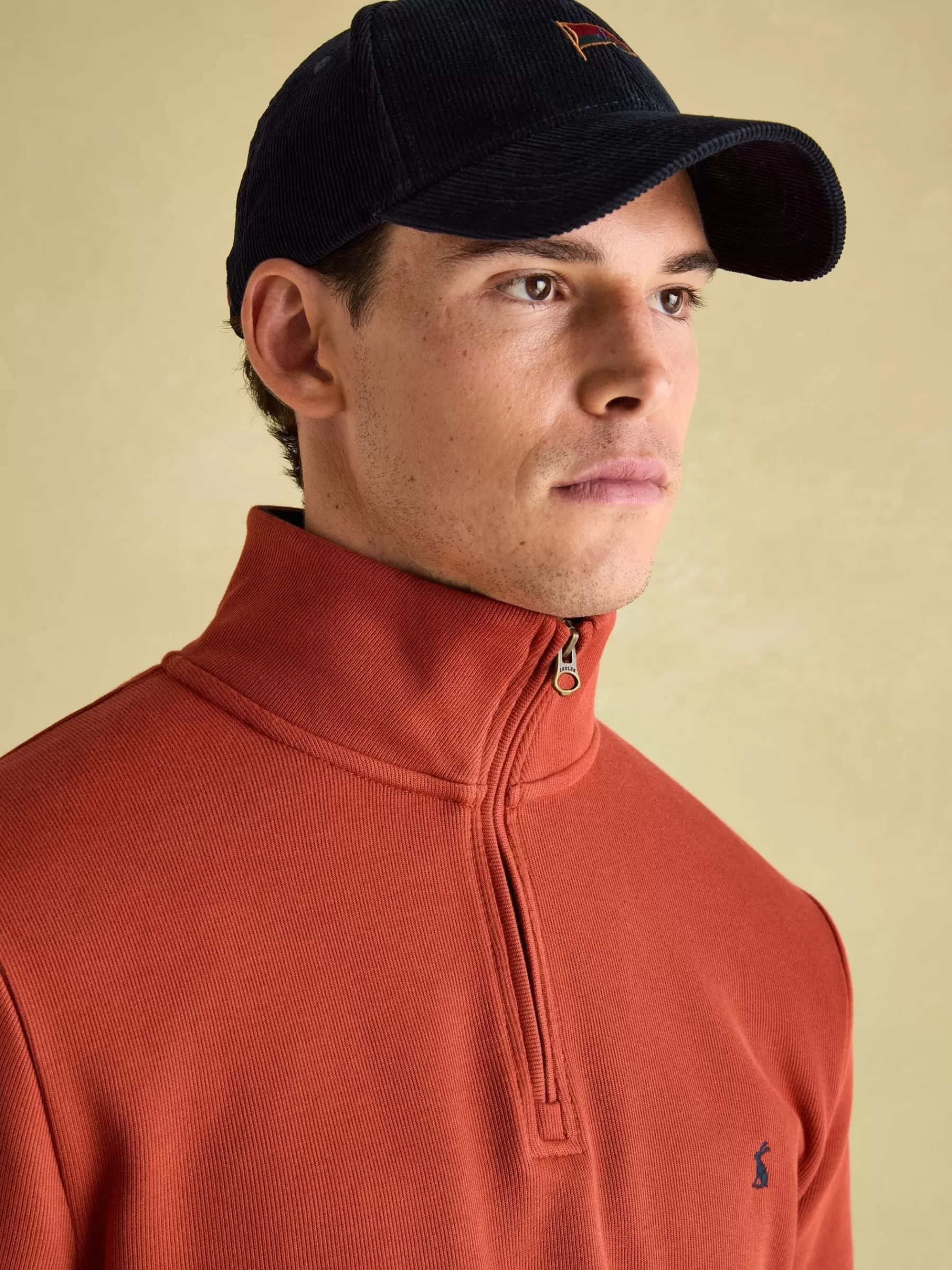 Joules Alistair Quarter Zip Cotton Sweatshirt Orange Cheap