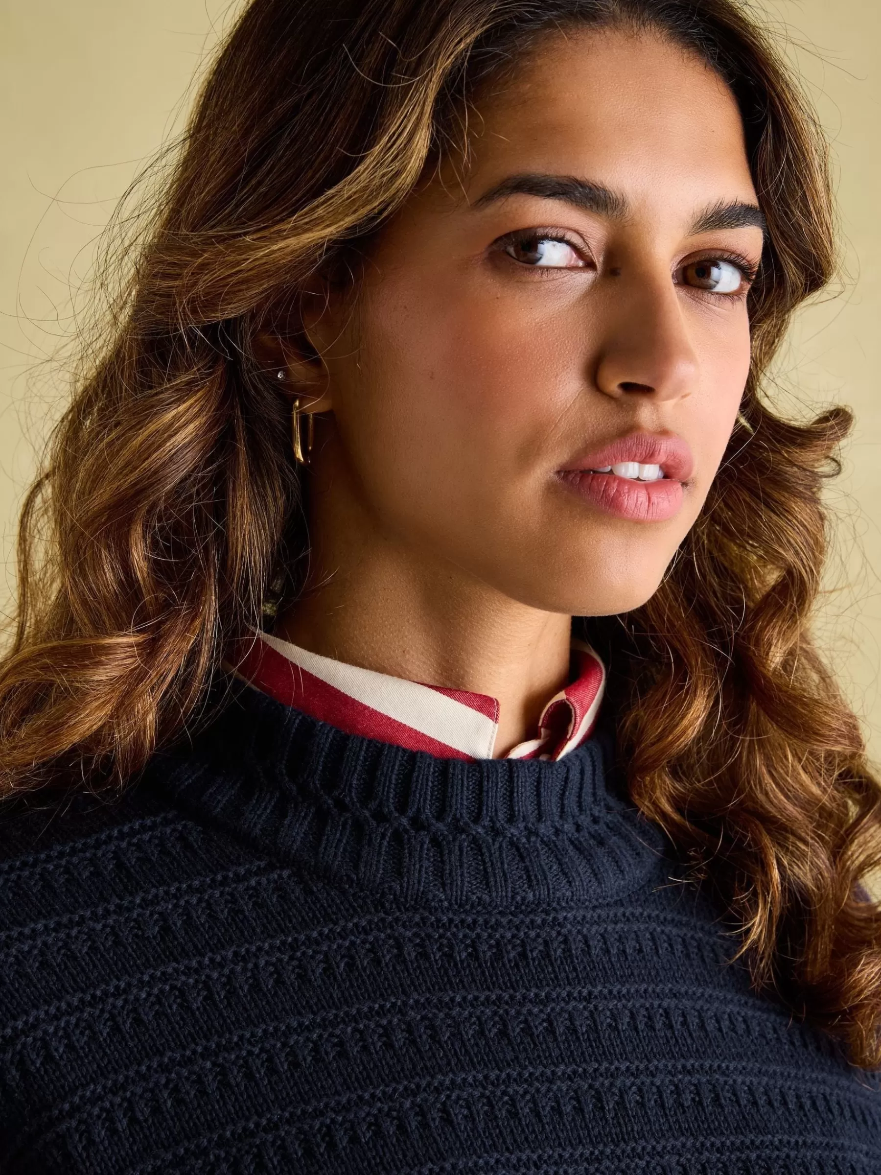 Joules Bernie Navy Blue Crew Neck Textured Jumper Contains Merino Wool NavyBlue Fashion