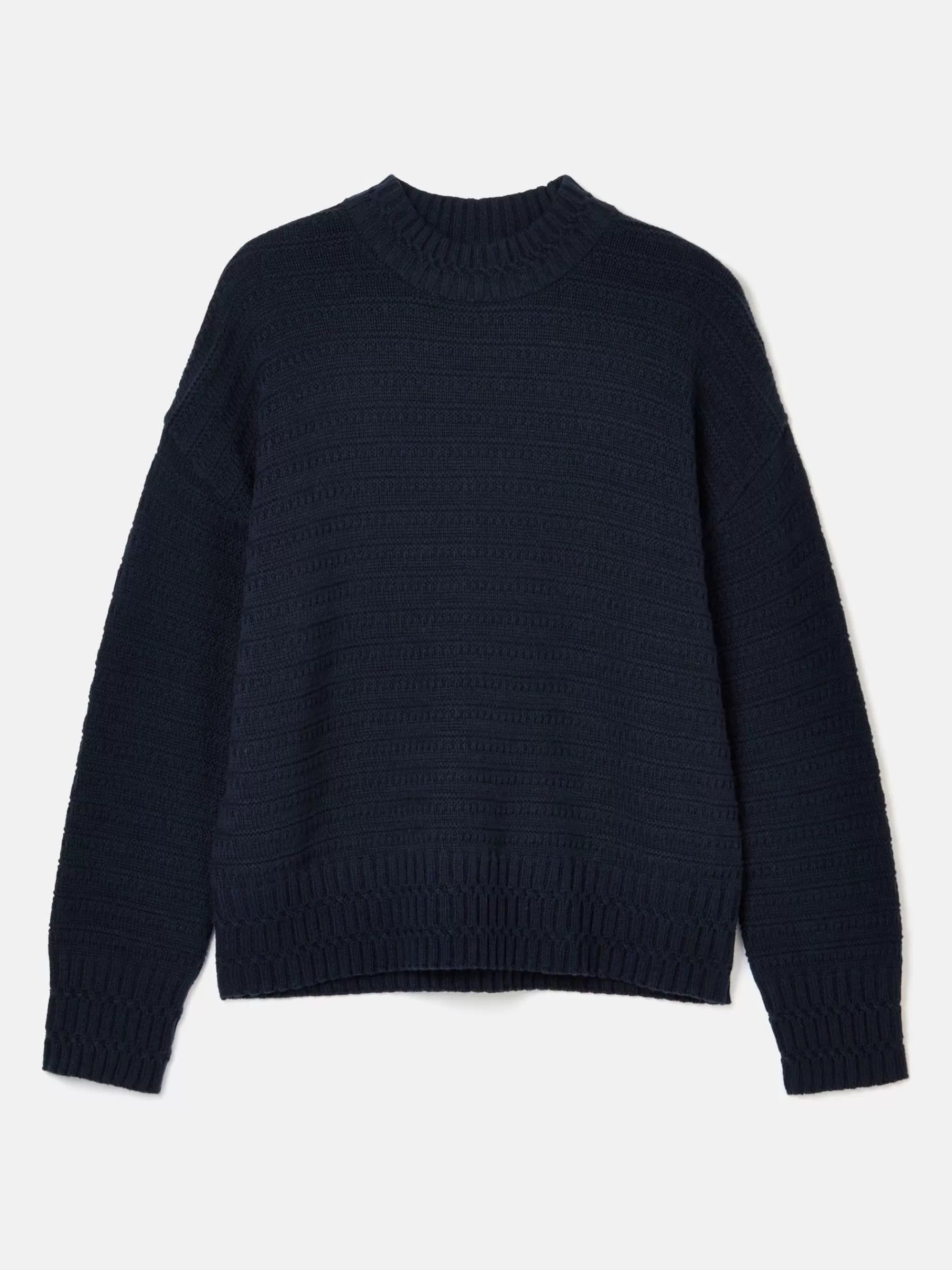 Joules Bernie Navy Blue Crew Neck Textured Jumper Contains Merino Wool NavyBlue Fashion