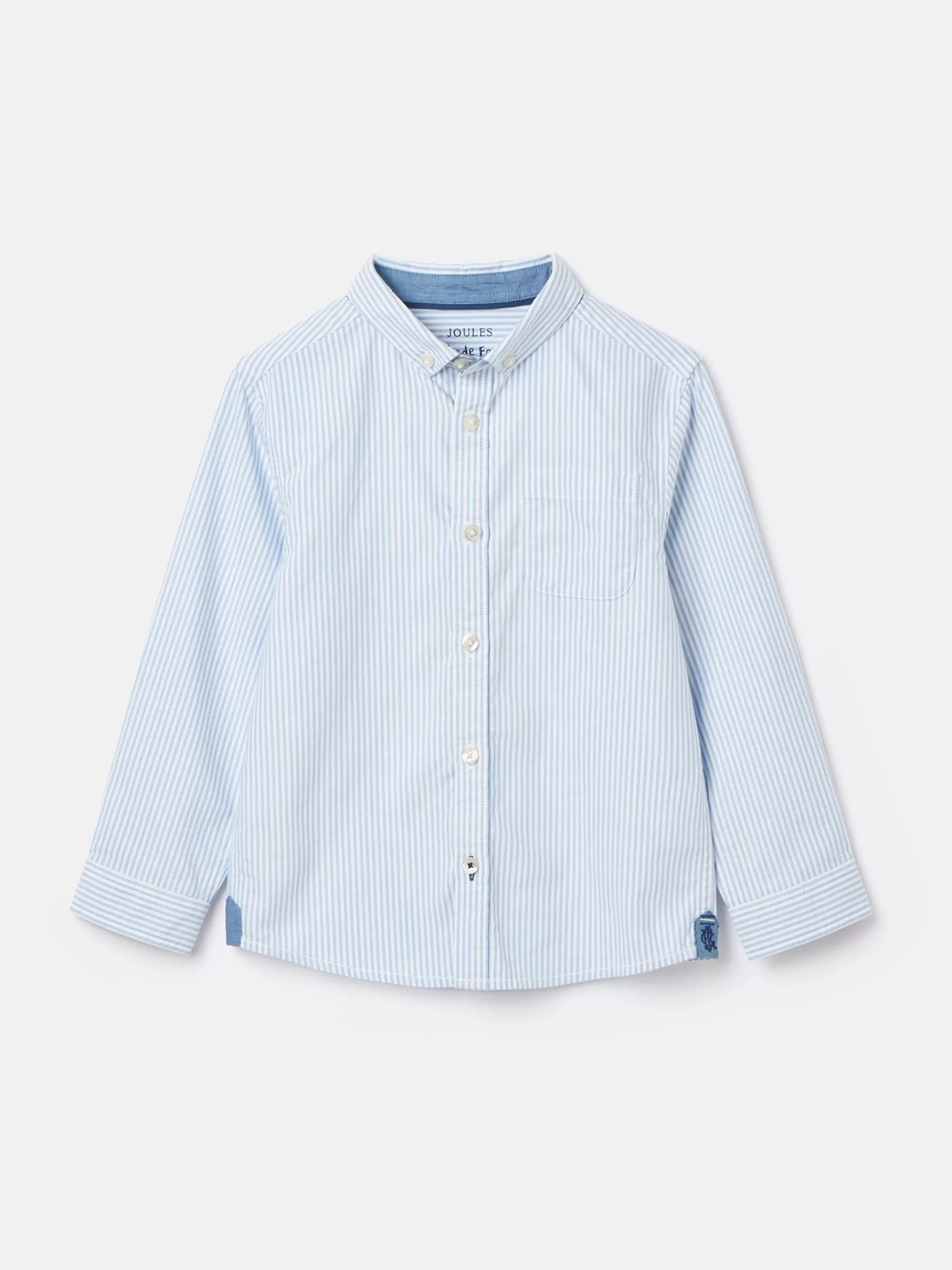 Joules Boys' Oxford Long Sleeve Striped Oxford Shirt Blue Clearance