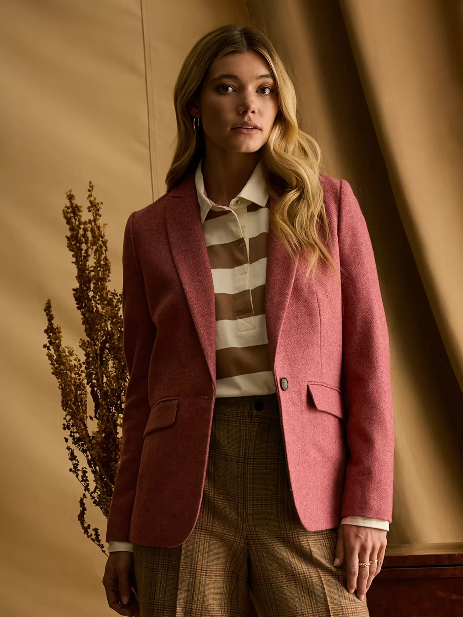 Joules Bramble Tweed Blazer Pink Discount