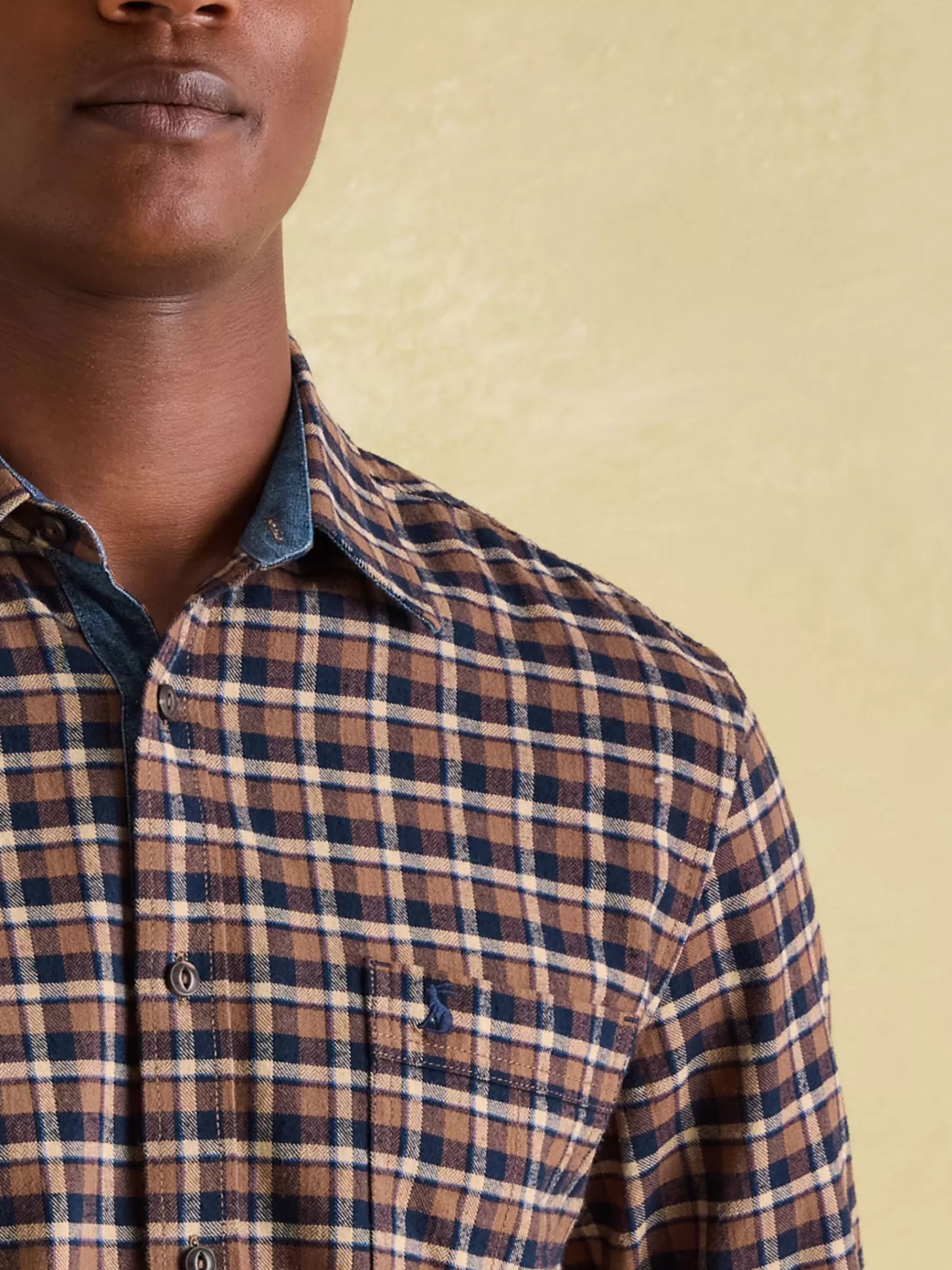Joules Buchanan Brown & Navy Soft Brushed Cotton Check Shirt Brown&Navy Store