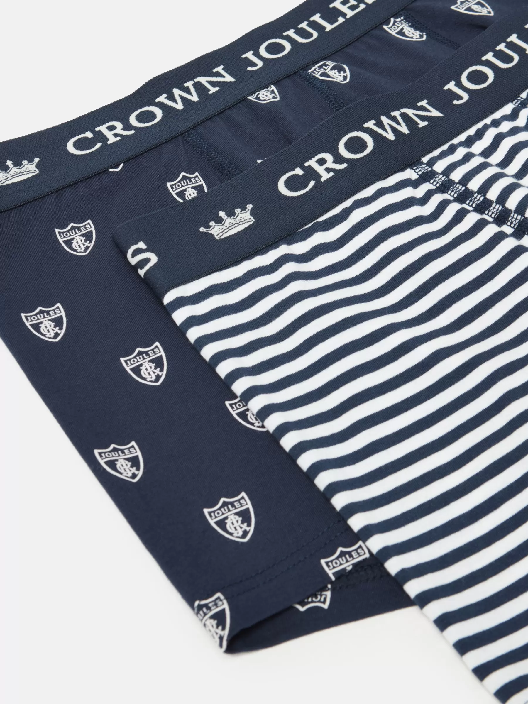 Joules Crown Navy & White Crest Pack of Two Cotton Boxers Navy&WhiteCrest Clearance