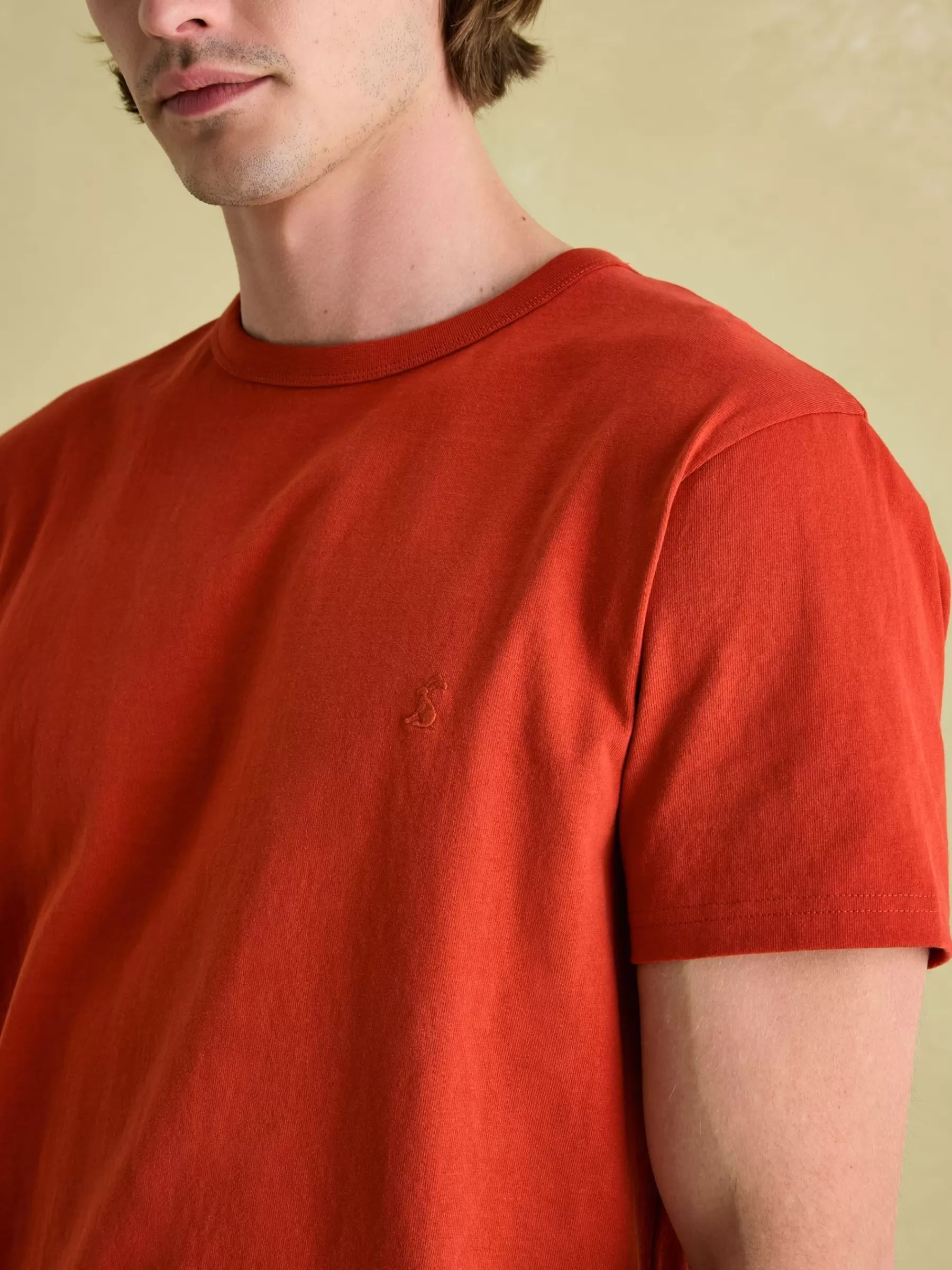 Joules Denton Heavyweight Jersey 100% Cotton Crew Neck T-Shirt Orange Cheap