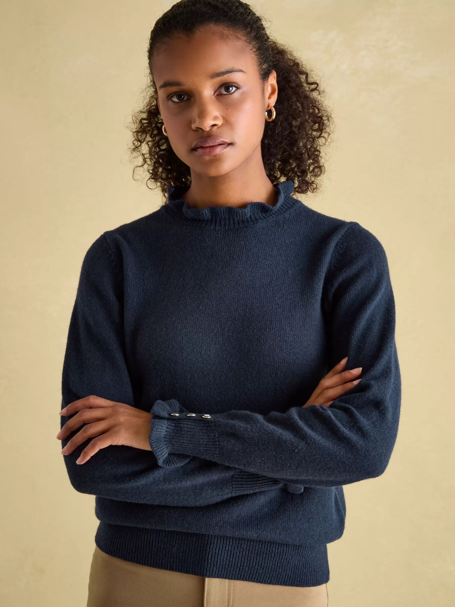 Joules Edith Frill Neck Jumper Navy Best Sale