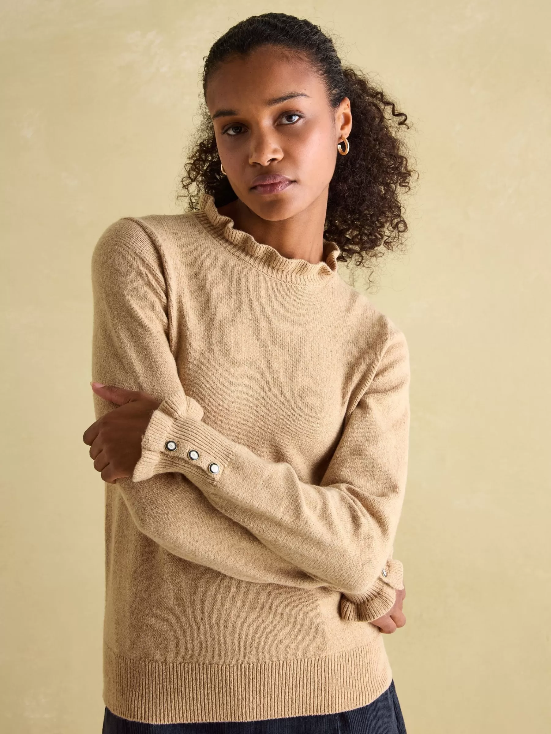 Joules Edith Frill Neck Jumper Oat Fashion