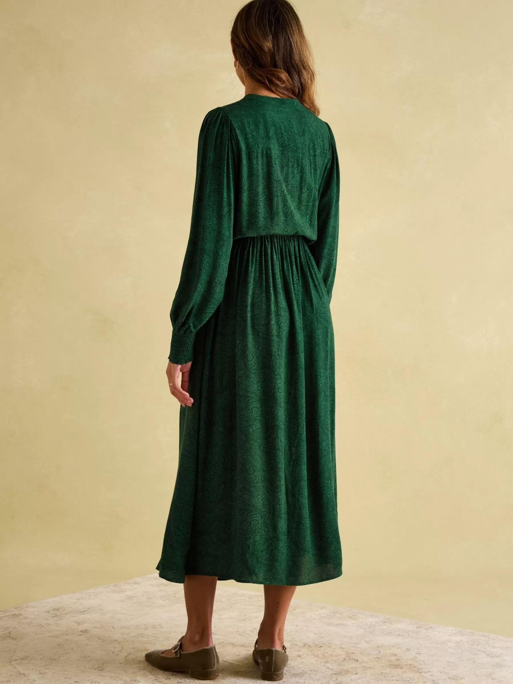 Joules Elena Green Paisley Button Down Maxi Dress GreenPaisley Best Sale