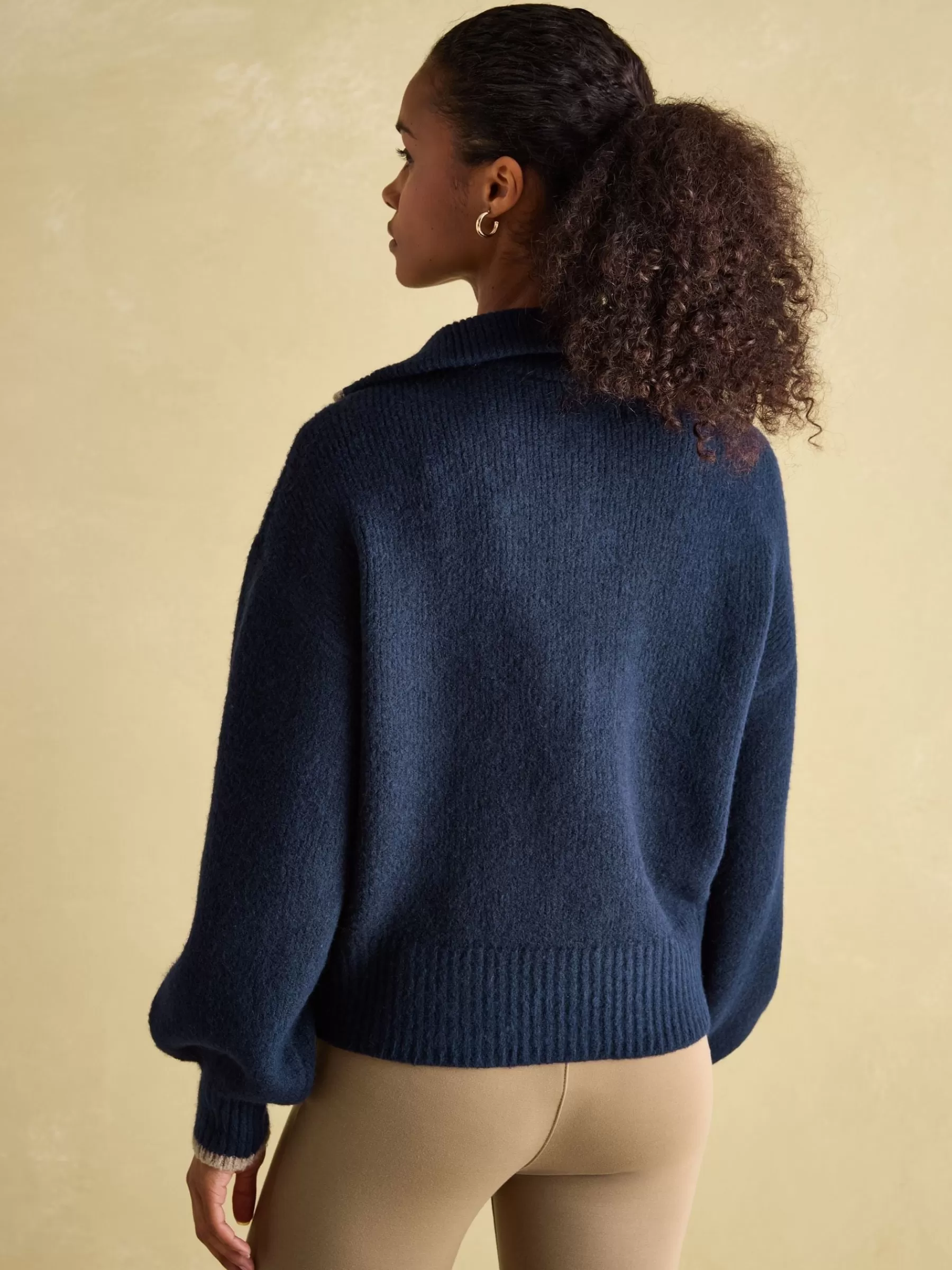Joules Elmore Knitted Quarter Zip Jumper Navy Outlet