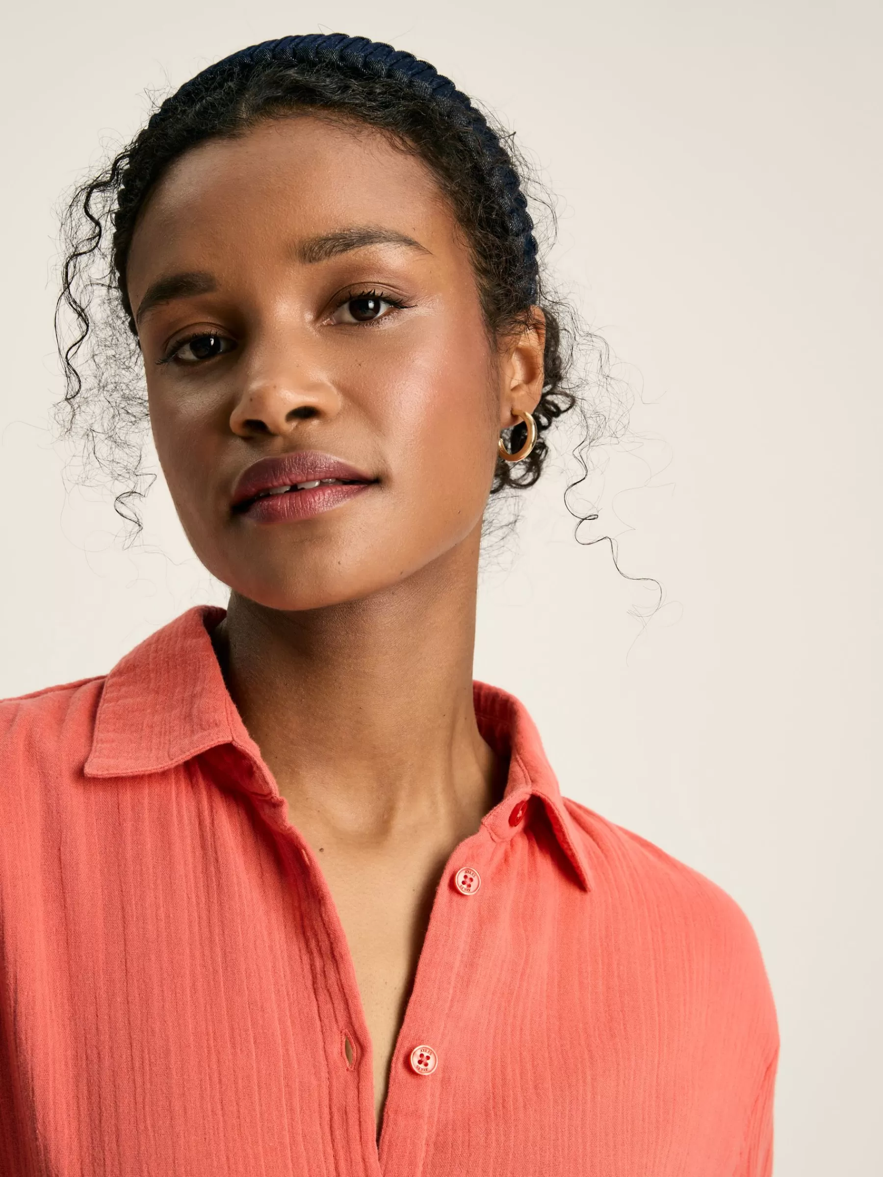 Joules Erica Coral Pink Button Through Cotton Shirt Dress CoralPink Store