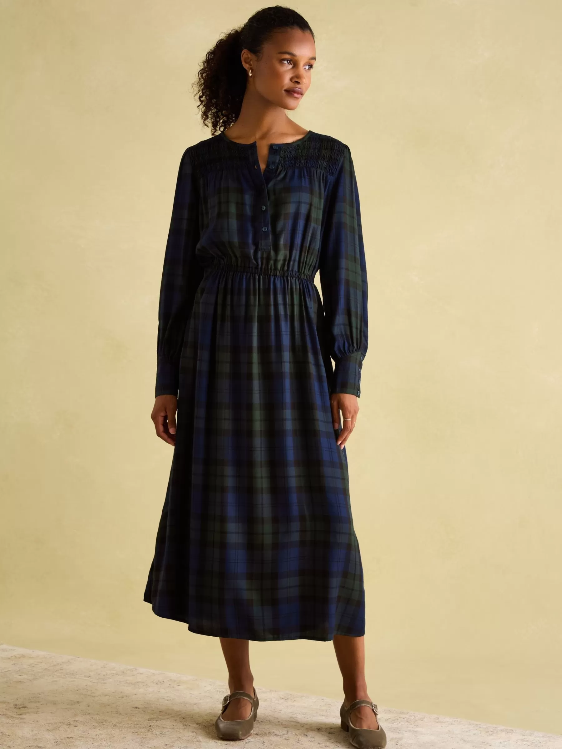 Joules Felicity Smocked Midi Dress Blue Flash Sale