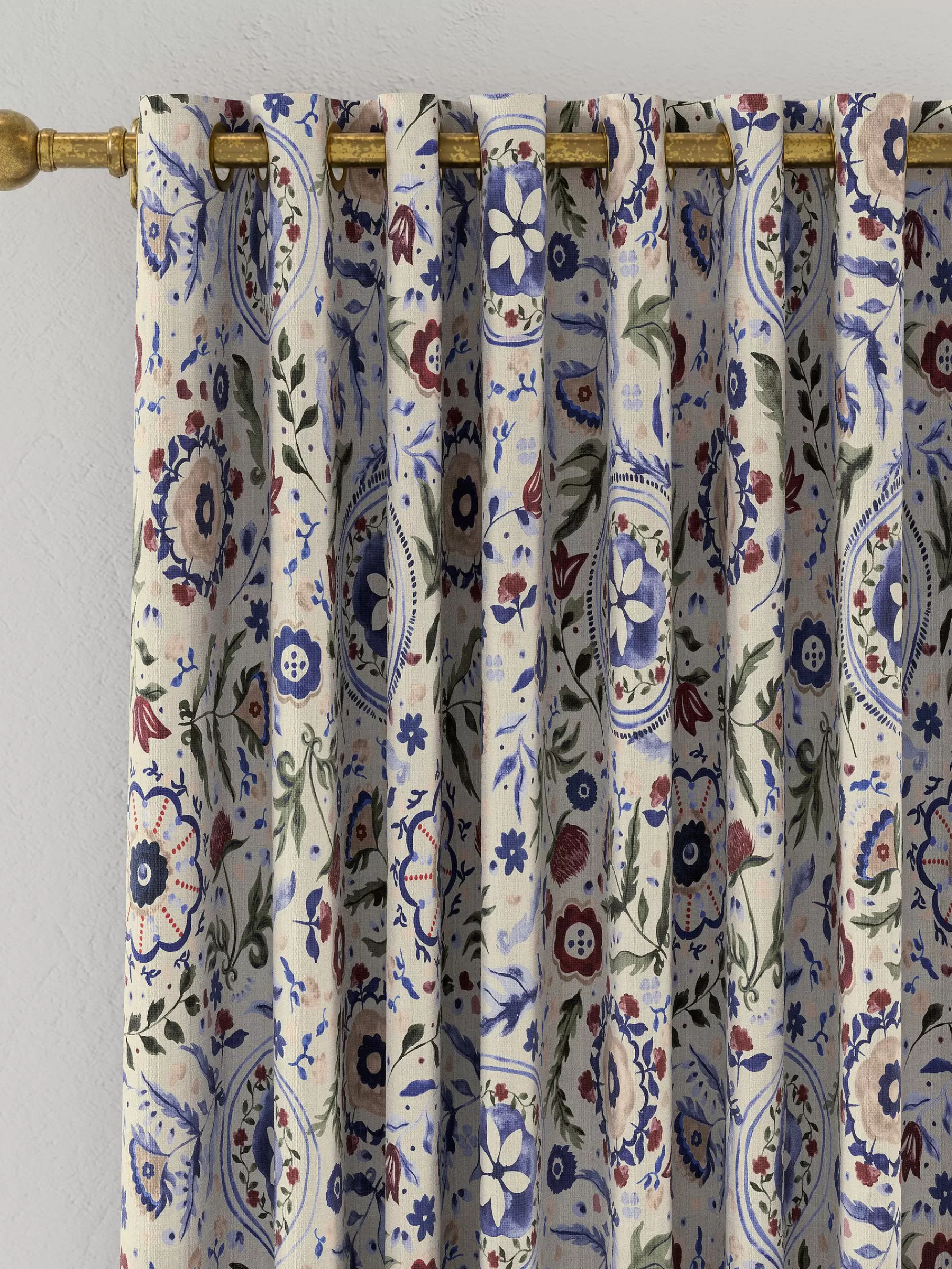 Joules Festival Flowers Set of 2 Cream Multi Blackout Eyelet Curtains CreamMulti Hot