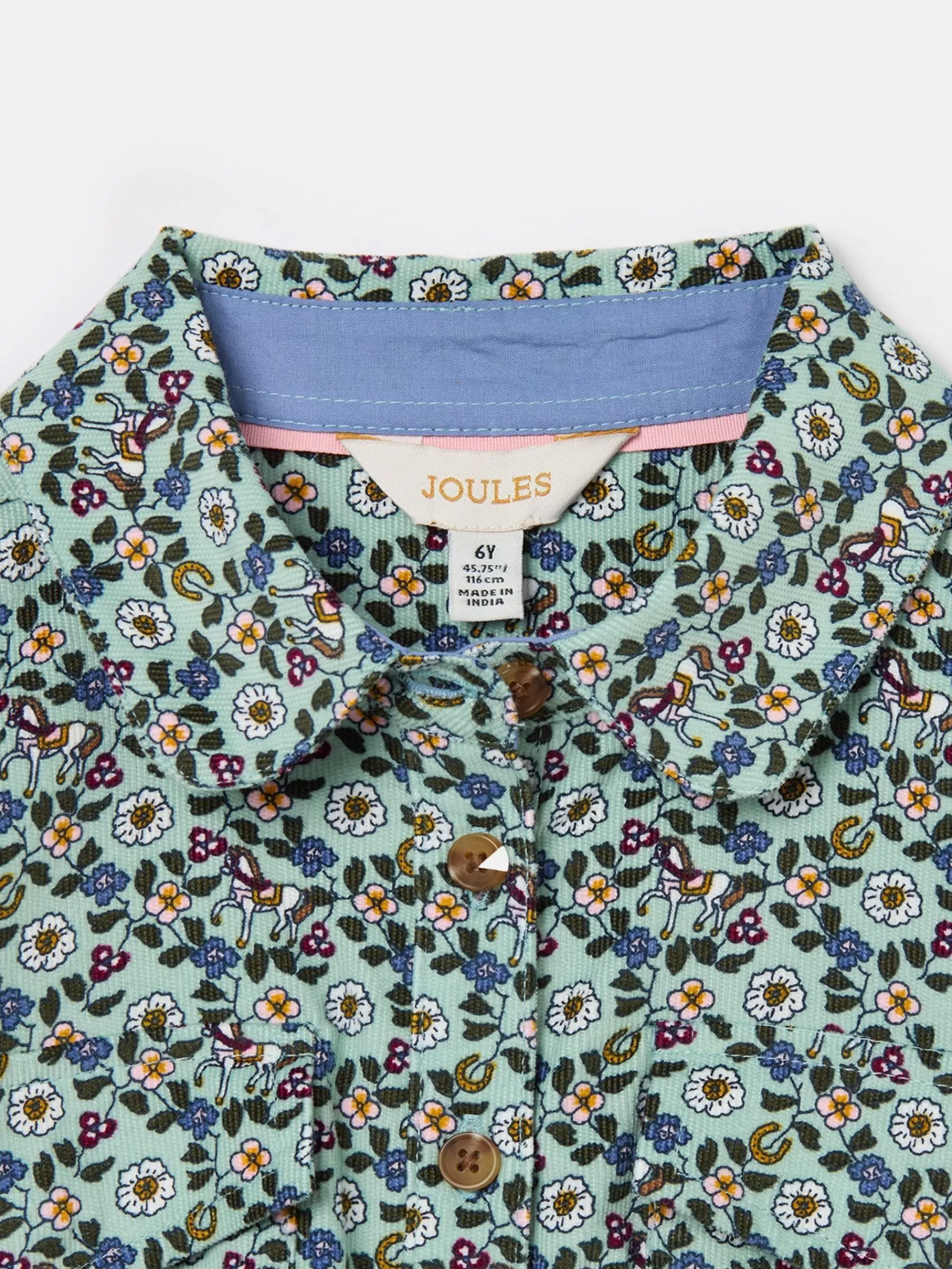Joules Girls' Elodie Blue Ditsy Print Corduroy Shirt Dress BlueDitsyPrint Cheap