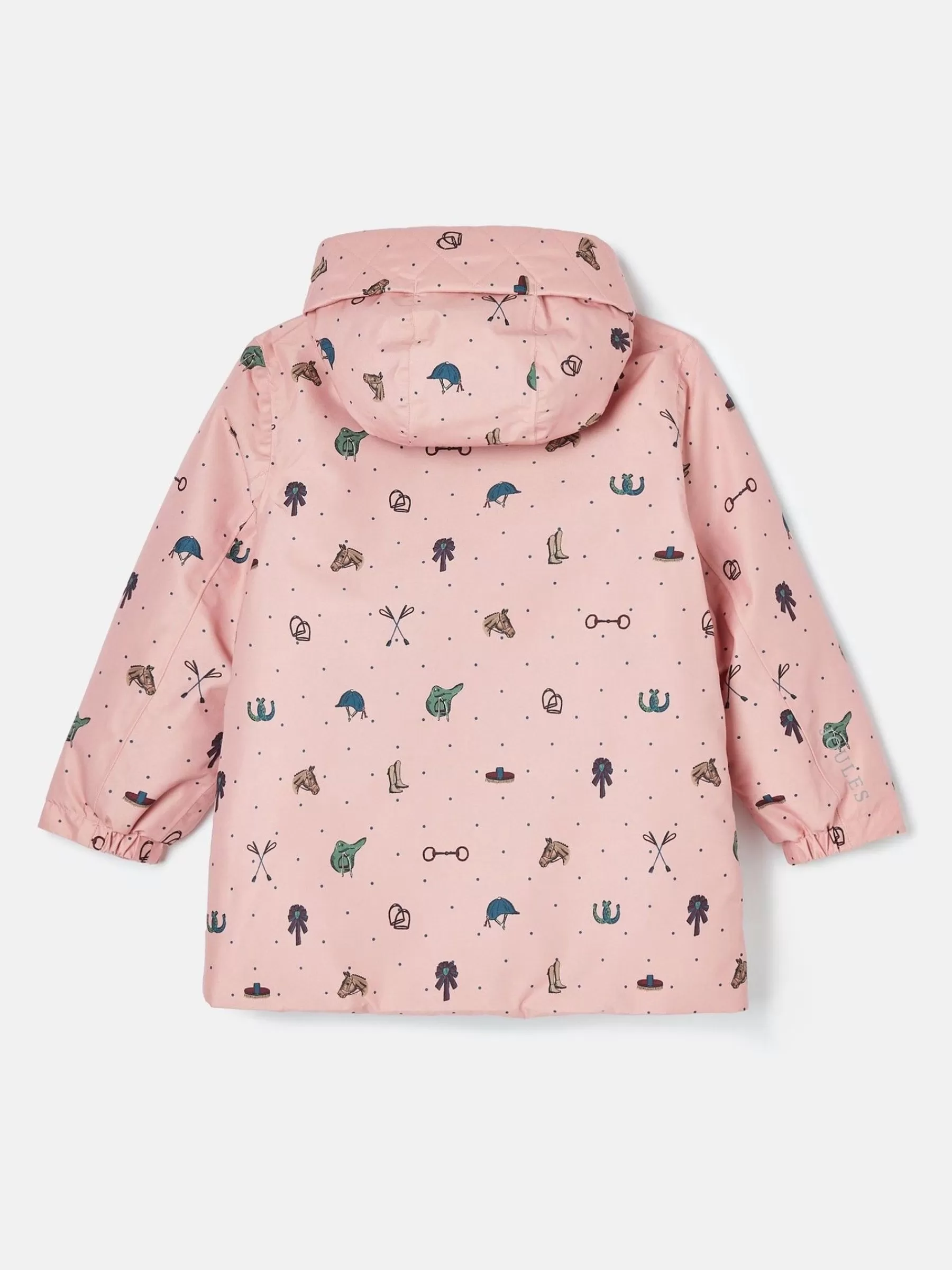 Joules Girls' Fairview Pink Horse Print Waterproof Coat with Quilted Lining PinkHorsePrint Outlet