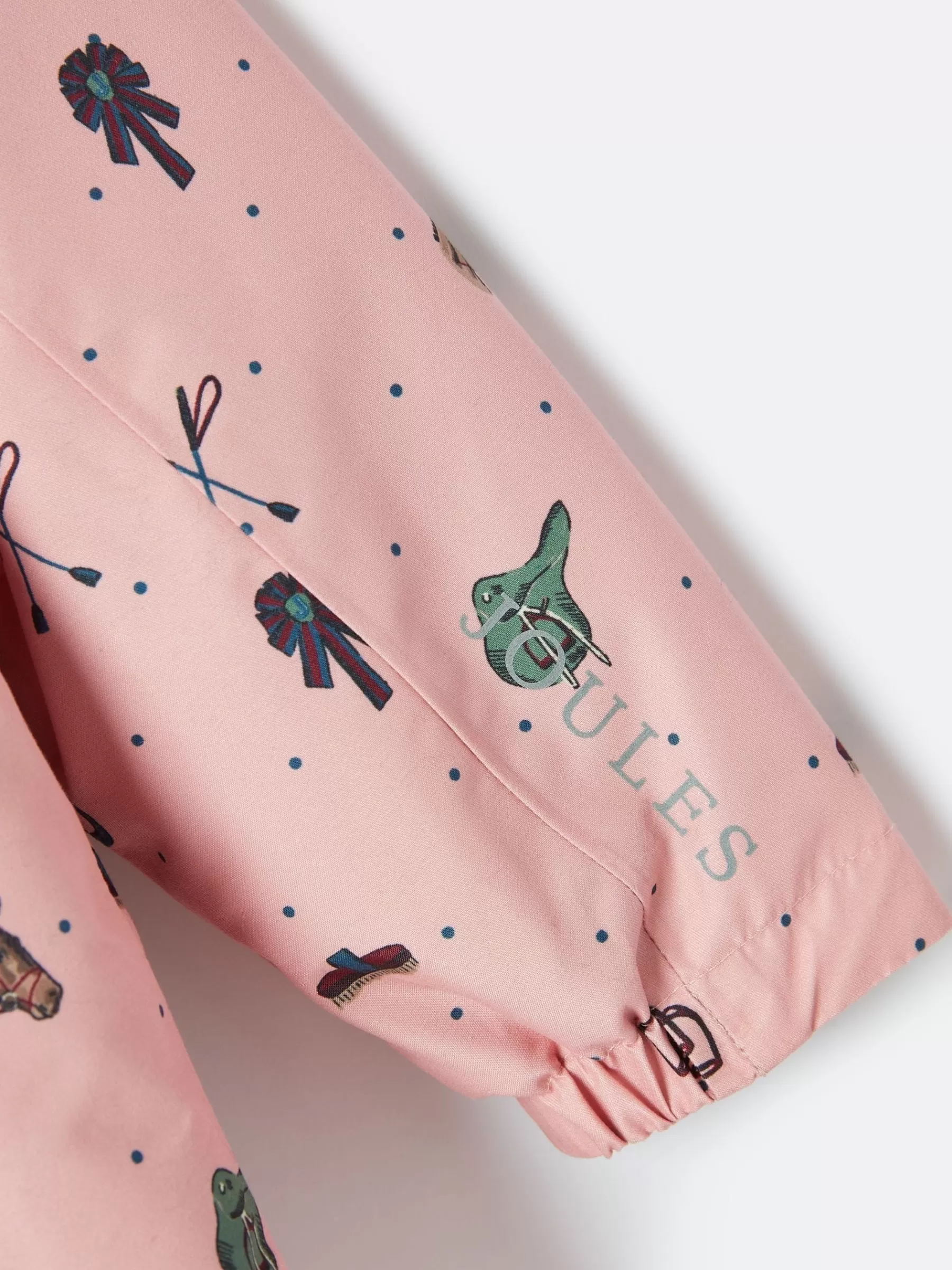 Joules Girls' Fairview Pink Horse Print Waterproof Coat with Quilted Lining PinkHorsePrint Outlet