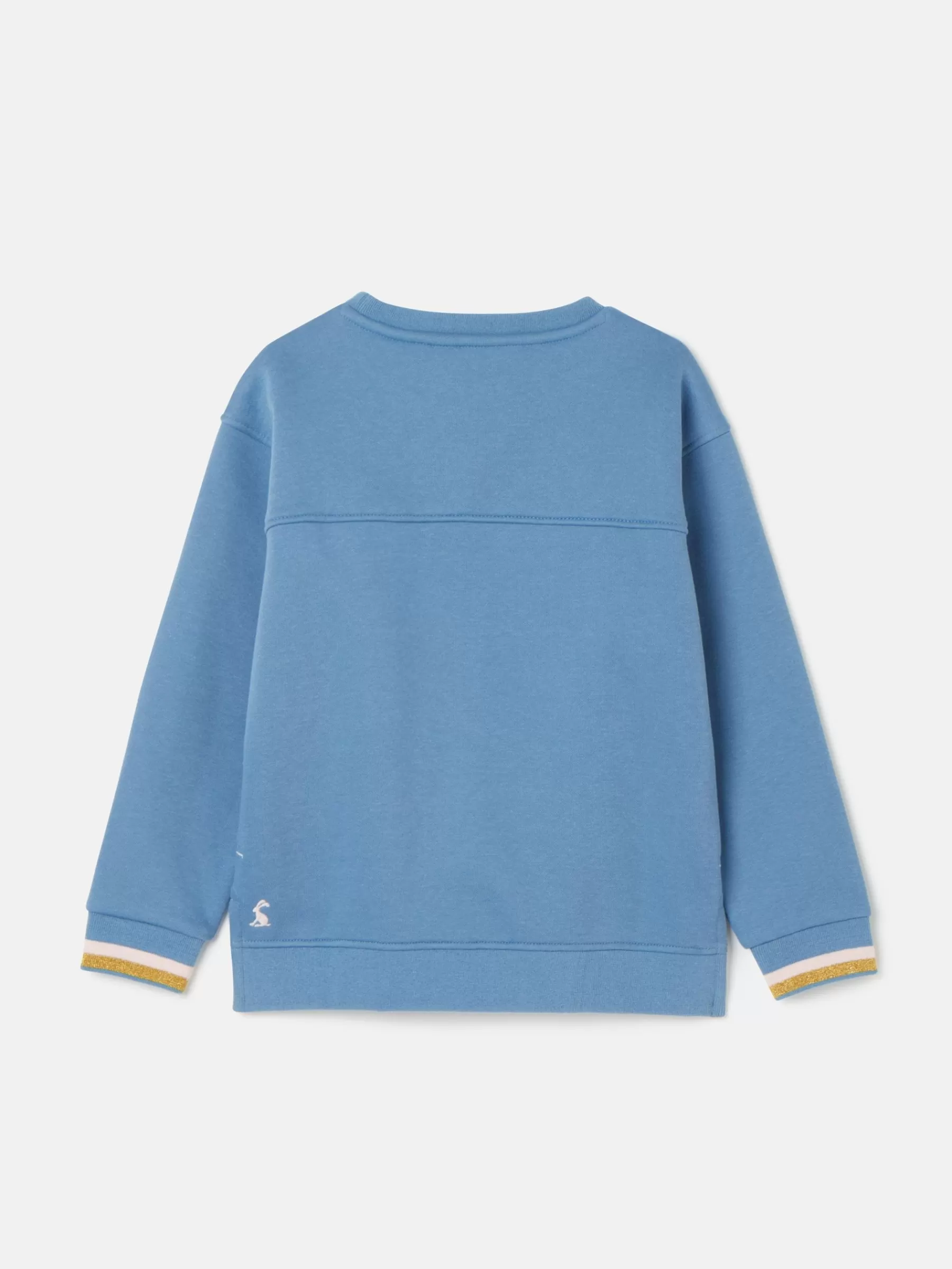 Joules Girls' Mackenzie Blue Rabbit Embroidered Artwork Crew Neck Sweatshirt BlueRabbit Fashion