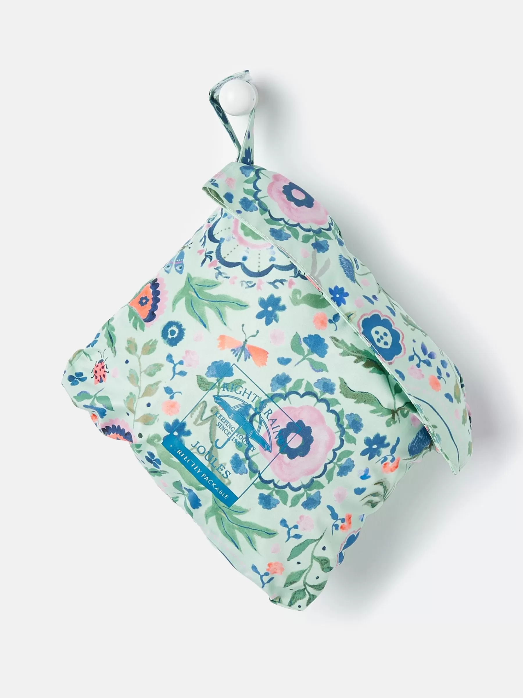 Joules Girls' Rainford Green Floral Waterproof Packable Raincoat With Hood GreenFloral Store