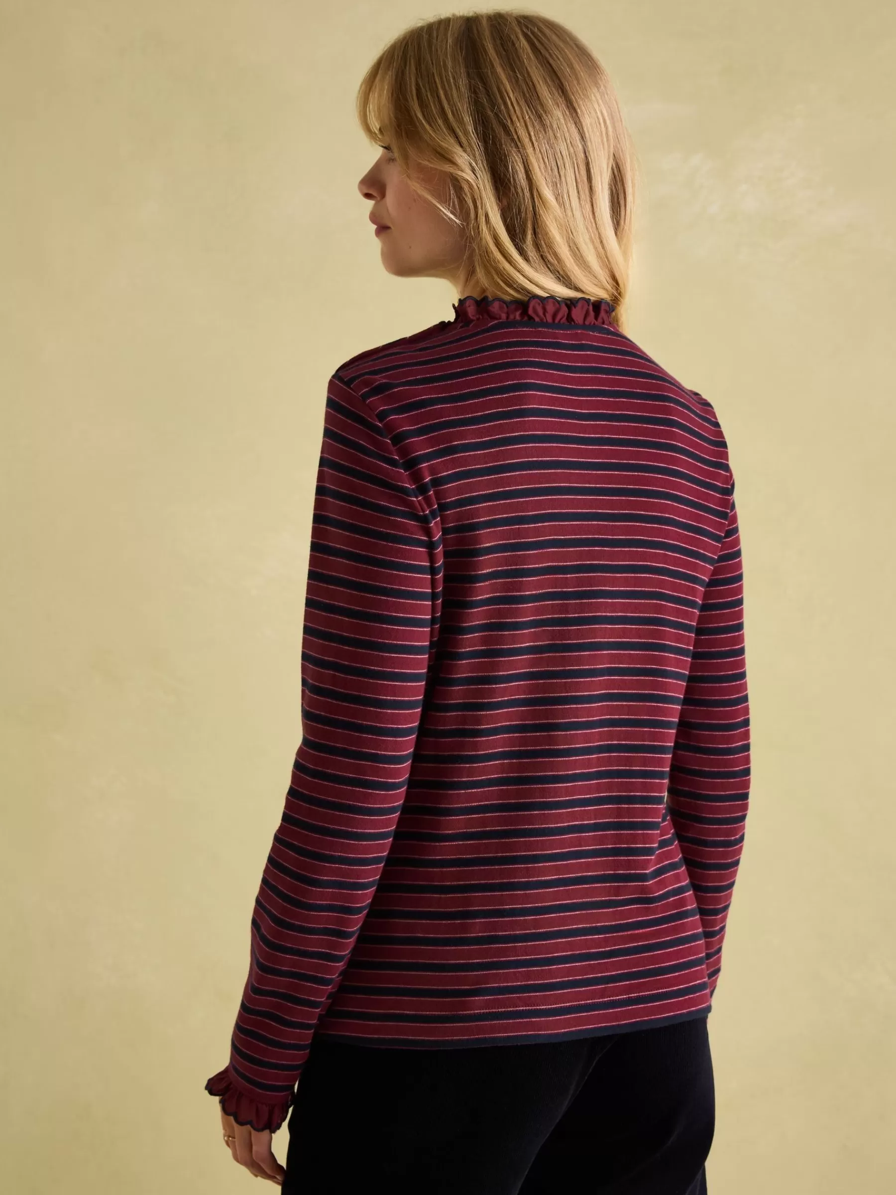 Joules Grace Long Sleeve Jersey Top Burgundy Fashion