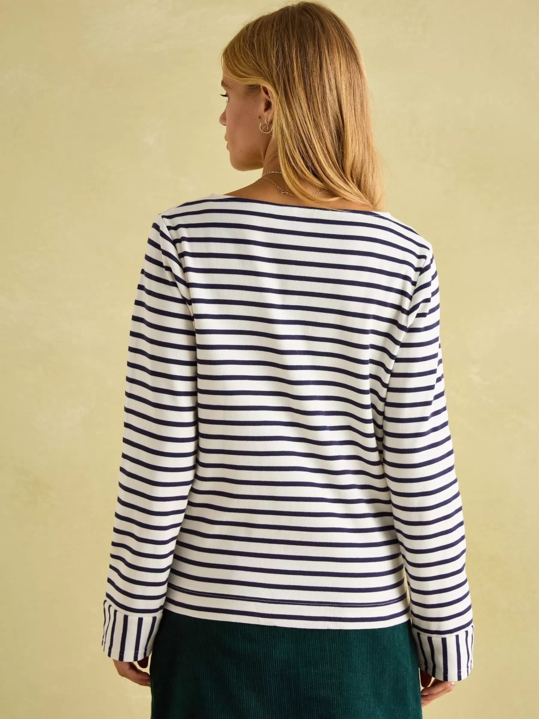 Joules Harbour V-Neck Jersey Top Cream/Navy Shop