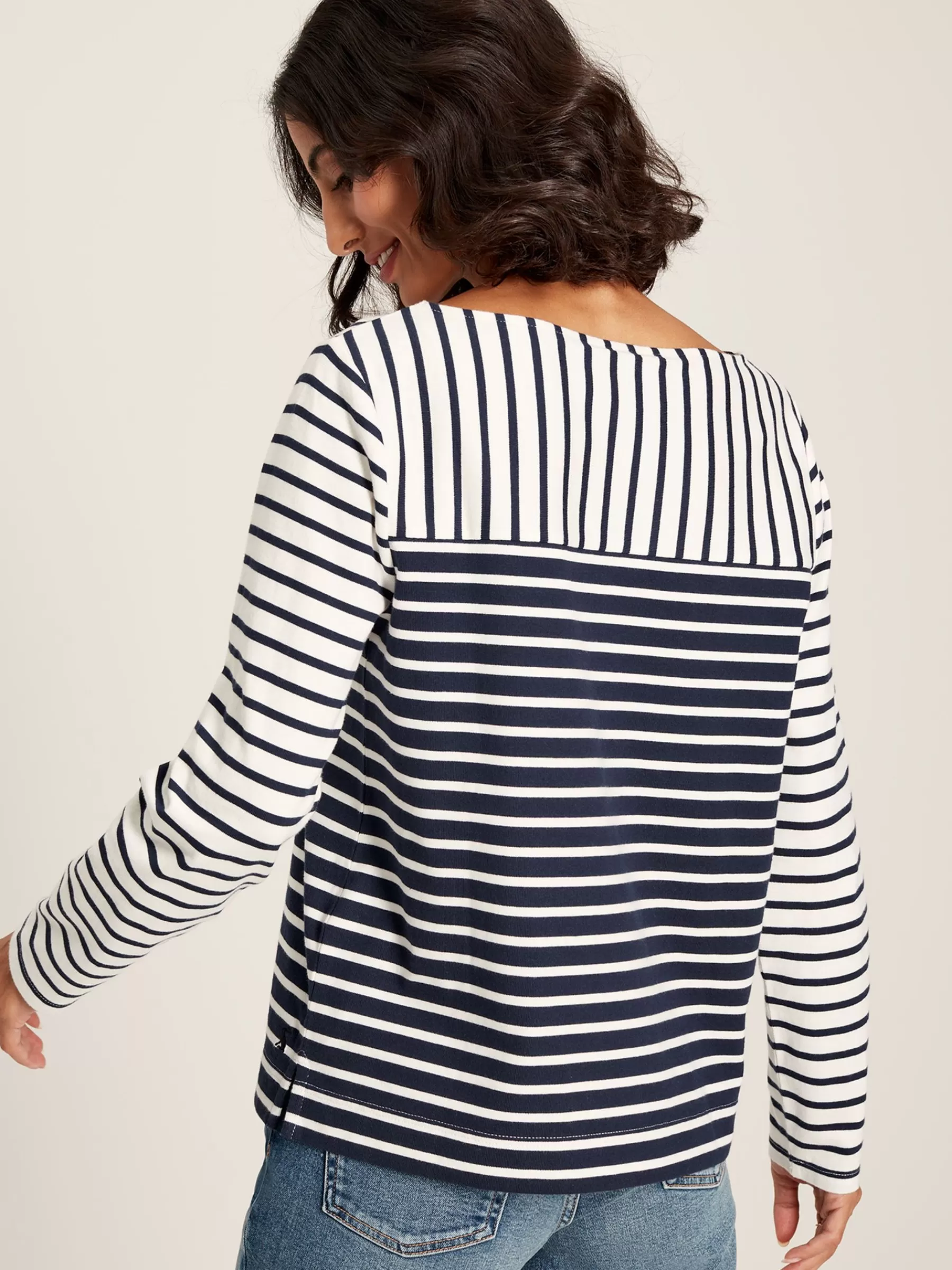 Joules Harbour Navy Hotchpotch Long Sleeve Breton Top NavyHotchpotch Clearance
