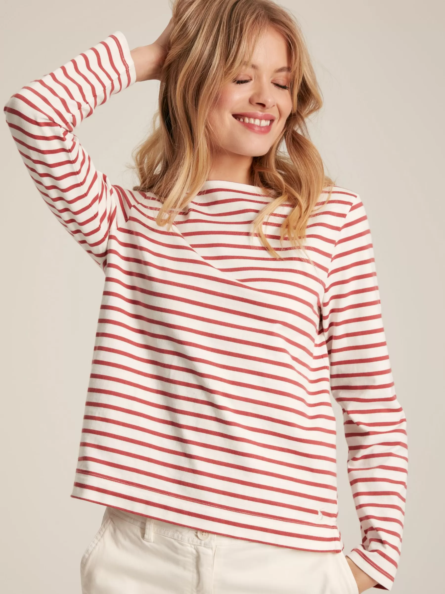 Joules Harbour Pink Striped Long Sleeve Breton Top PinkStriped Cheap