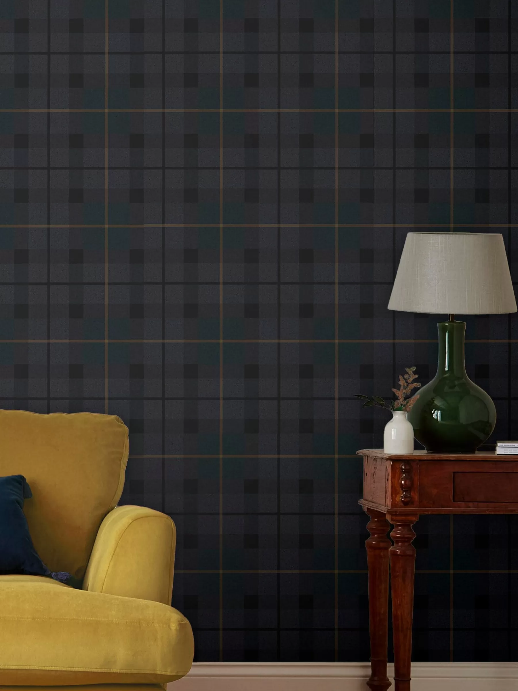 Joules Heritage Blue Rothero Check 10M Wallpaper HeritageBlue Discount