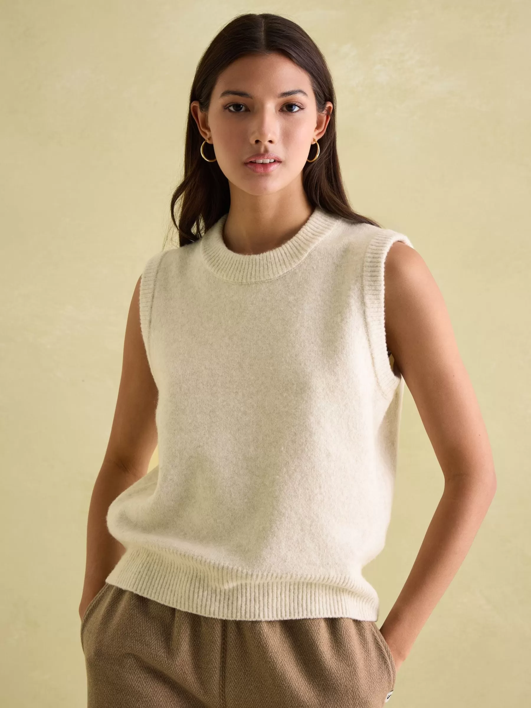 Joules Holly Regular Fit Knitted Vest Cream Sale