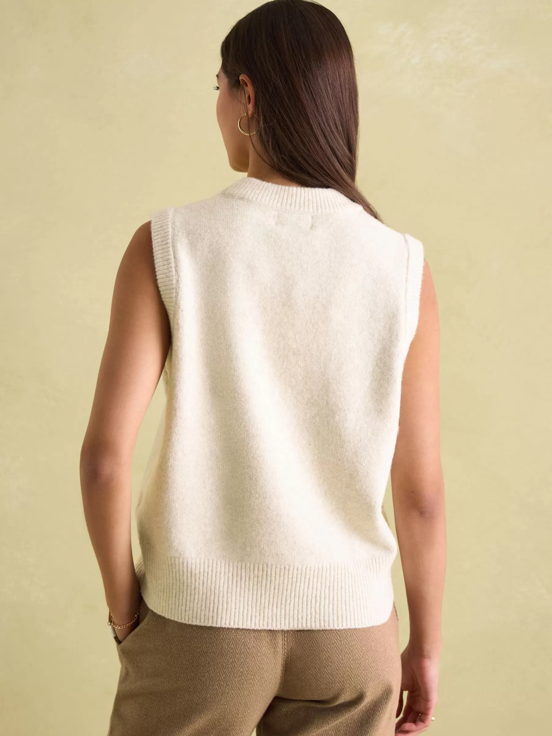 Joules Holly Regular Fit Knitted Vest Cream Sale