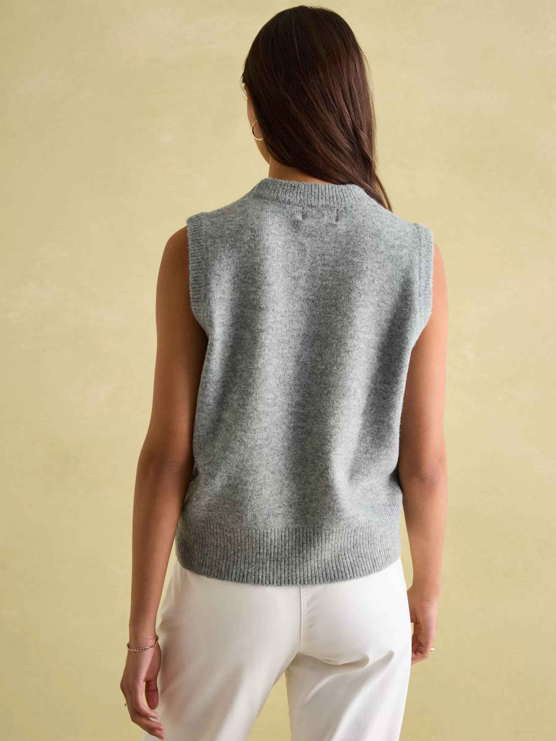 Joules Holly Regular Fit Knitted Vest Grey Discount