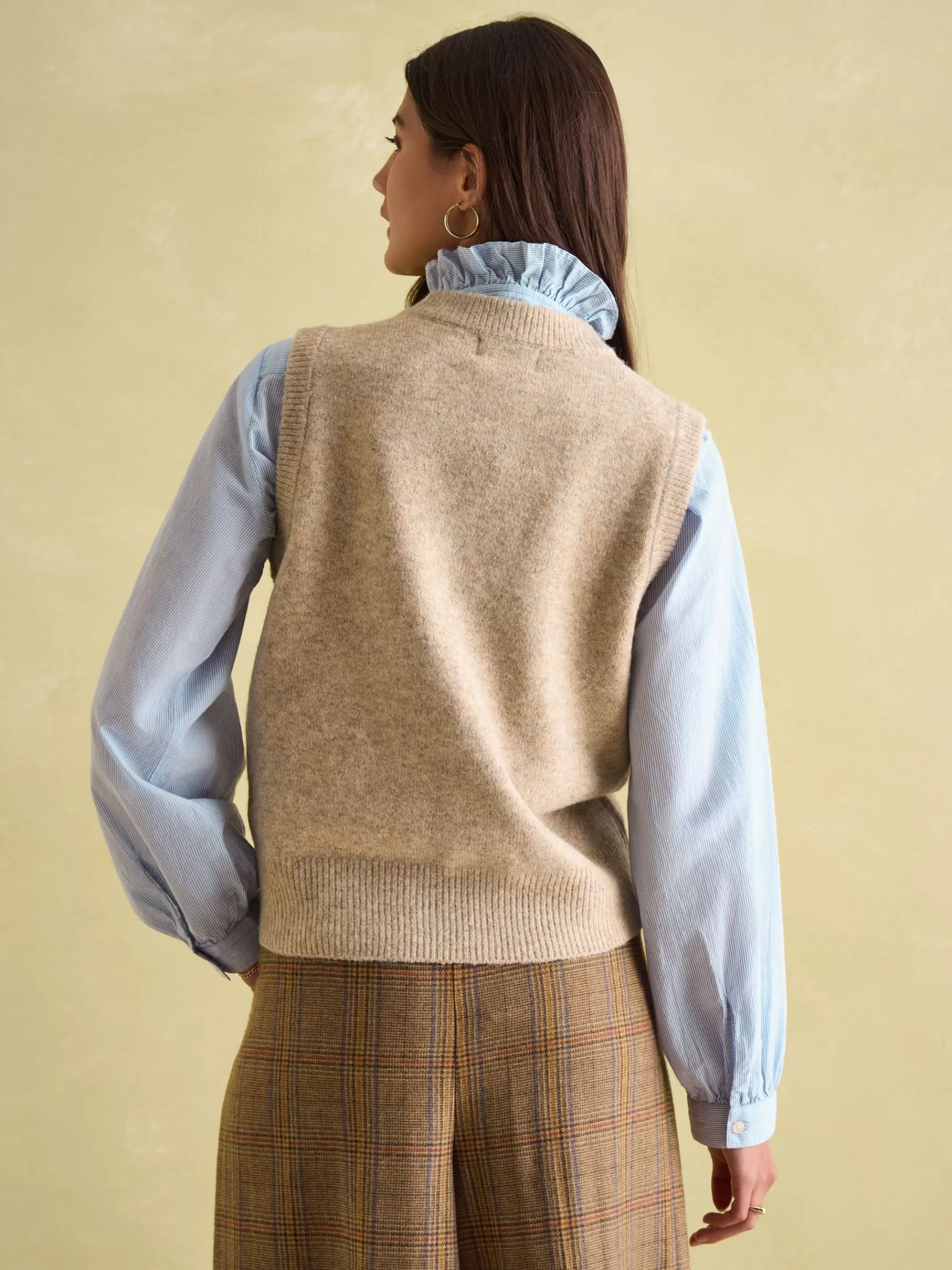 Joules Holly Regular Fit Knitted Vest Natural Flash Sale