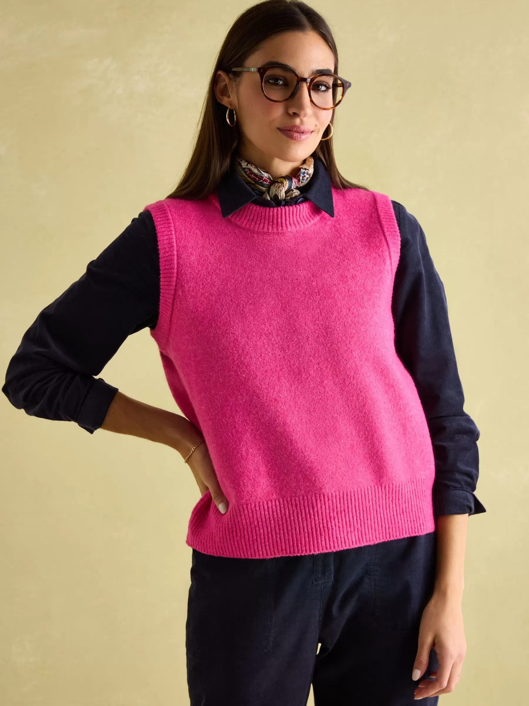 Joules Holly Regular Fit Knitted Vest Pink Outlet