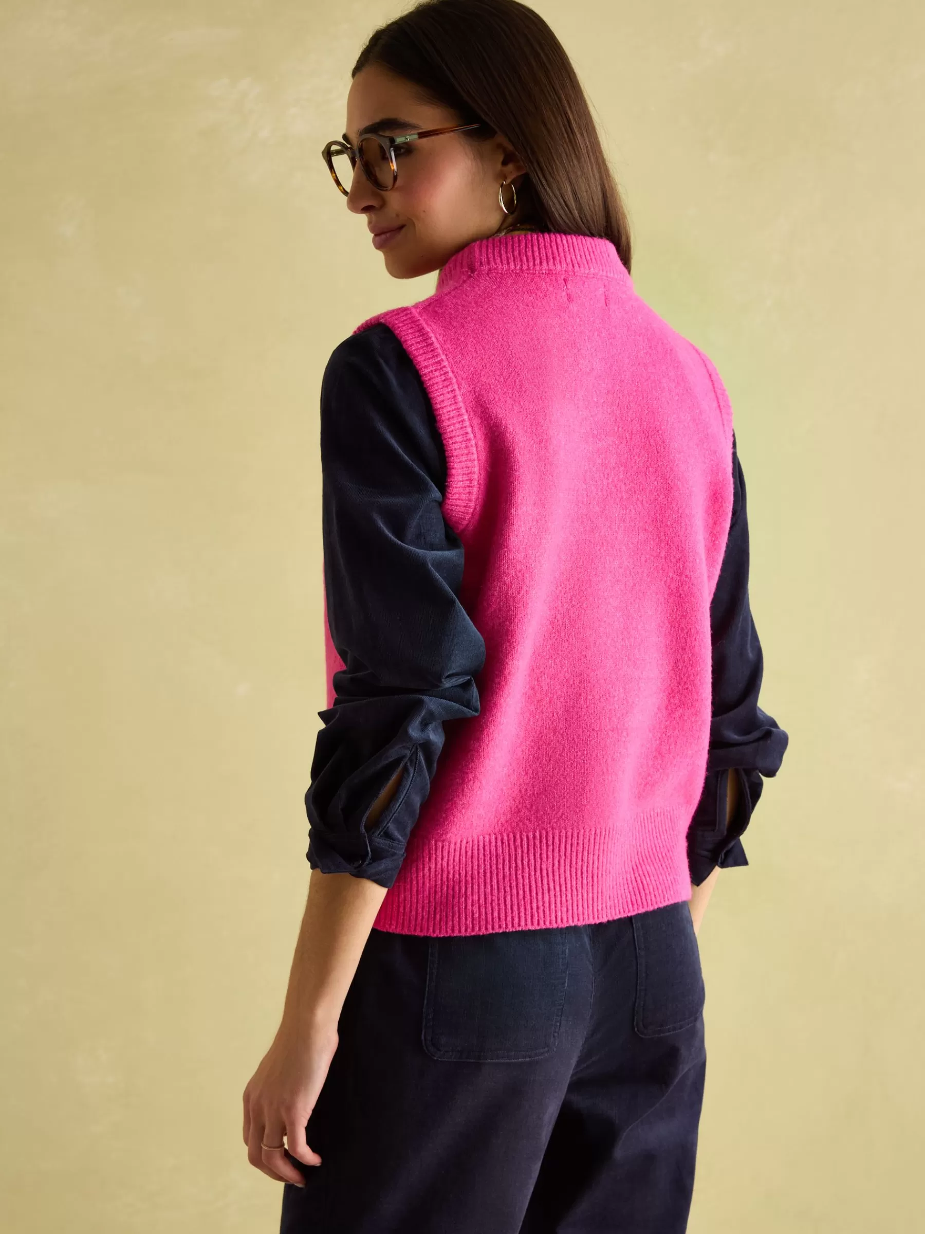 Joules Holly Regular Fit Knitted Vest Pink Outlet