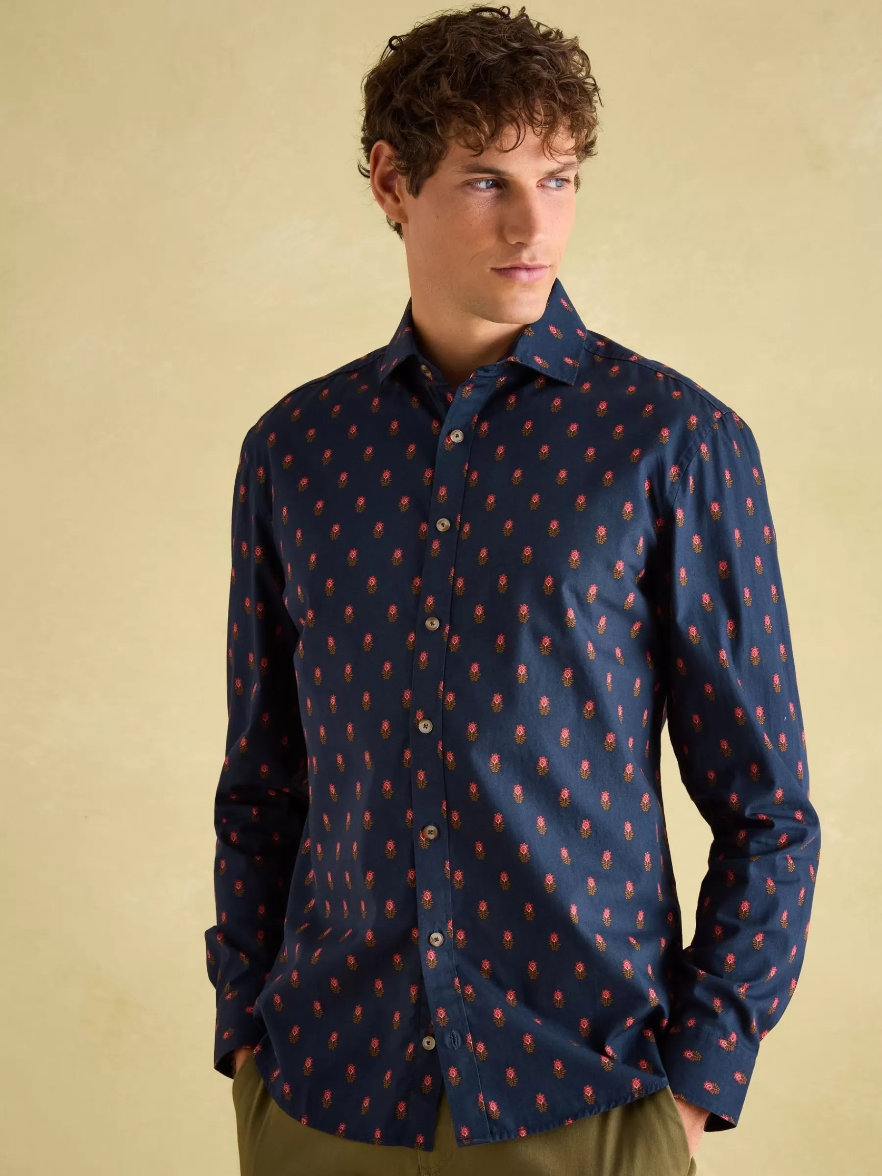 Joules Invitation Navy Ditsy Cotton Shirt NavyDitsy Sale
