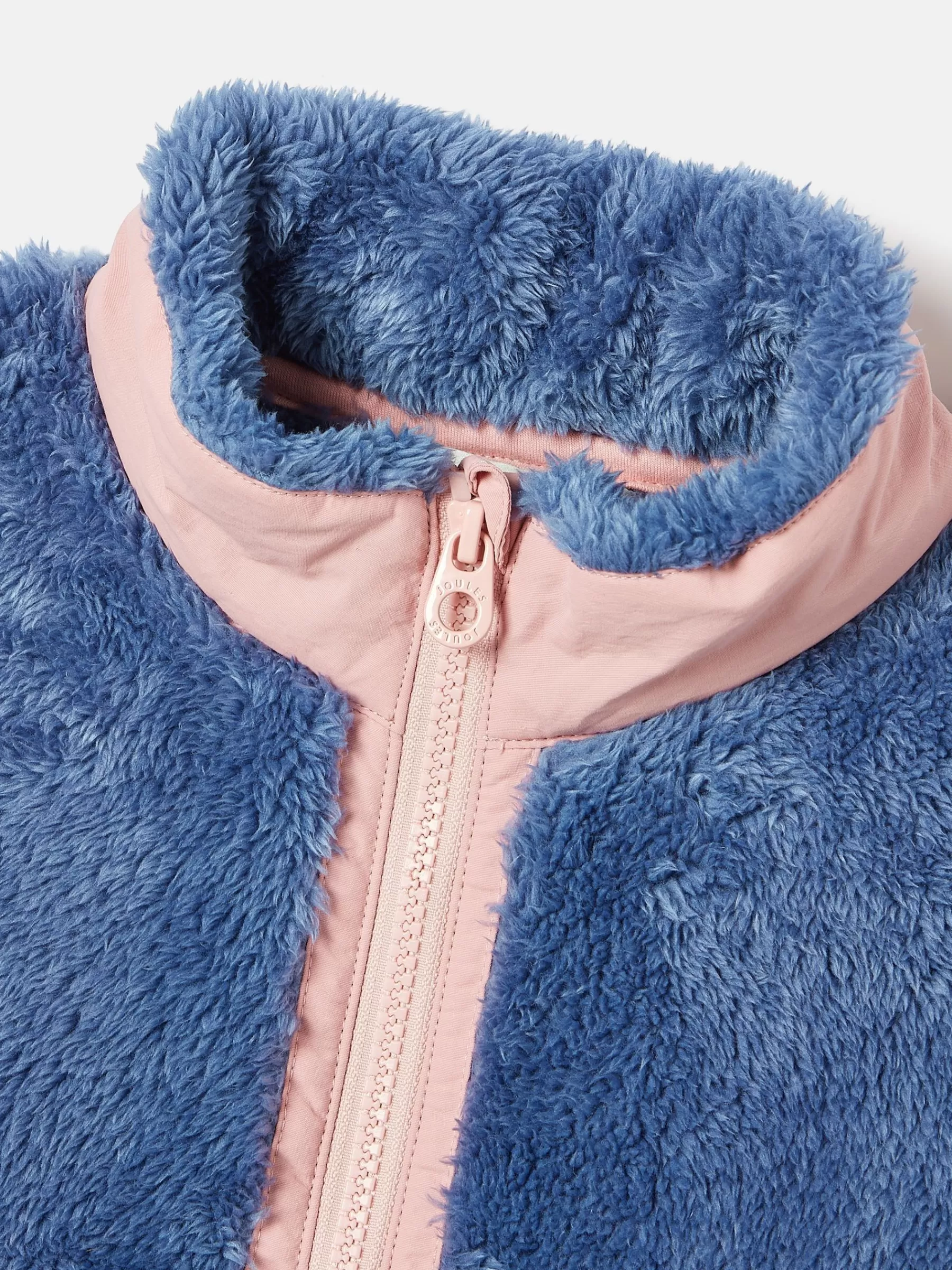 Joules Kids' Always Cosy Blue Colourblock Quarter Zip Borg Fleece BlueColourblock Cheap
