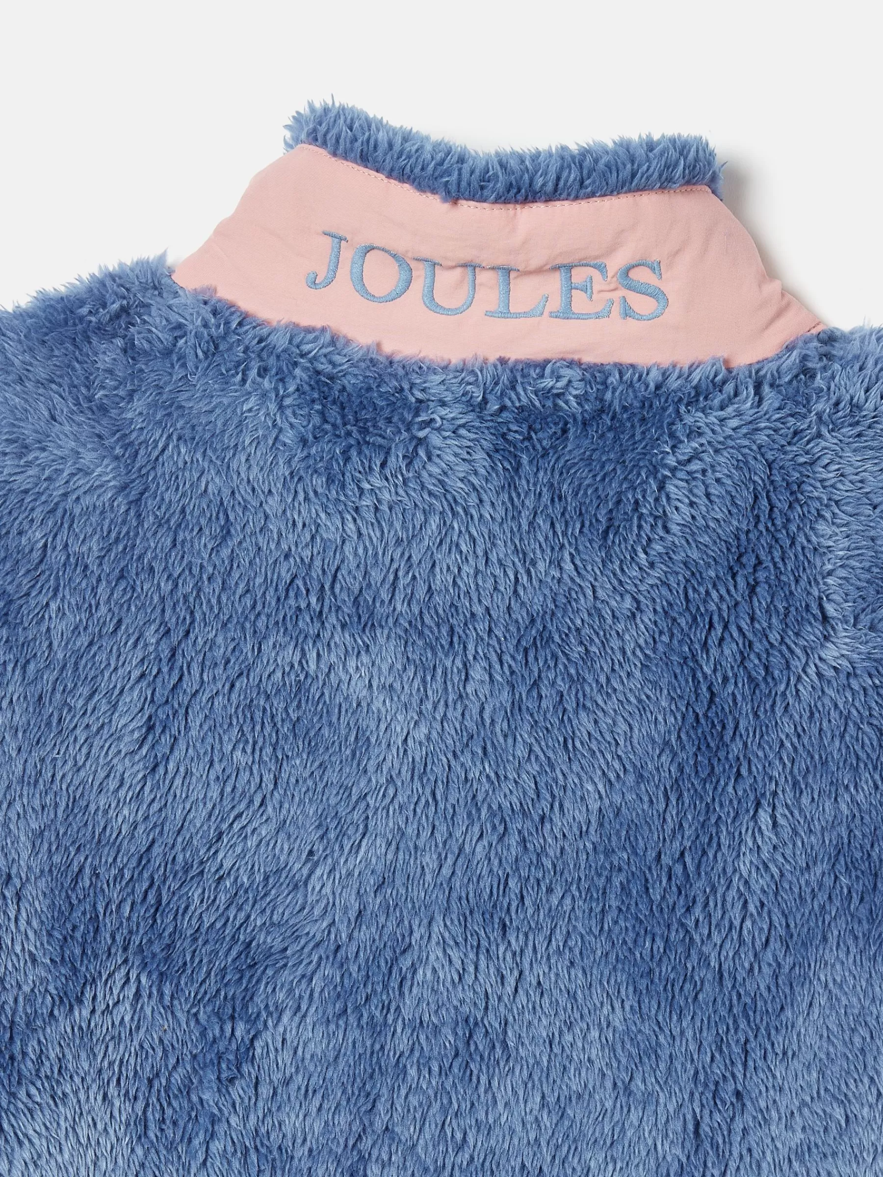 Joules Kids' Always Cosy Blue Colourblock Quarter Zip Borg Fleece BlueColourblock Cheap