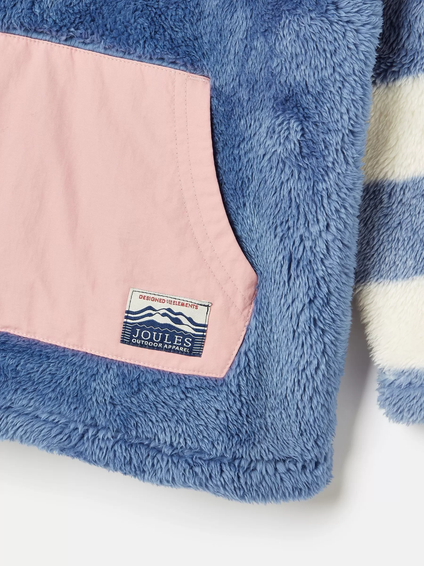 Joules Kids' Always Cosy Blue Colourblock Quarter Zip Borg Fleece BlueColourblock Cheap