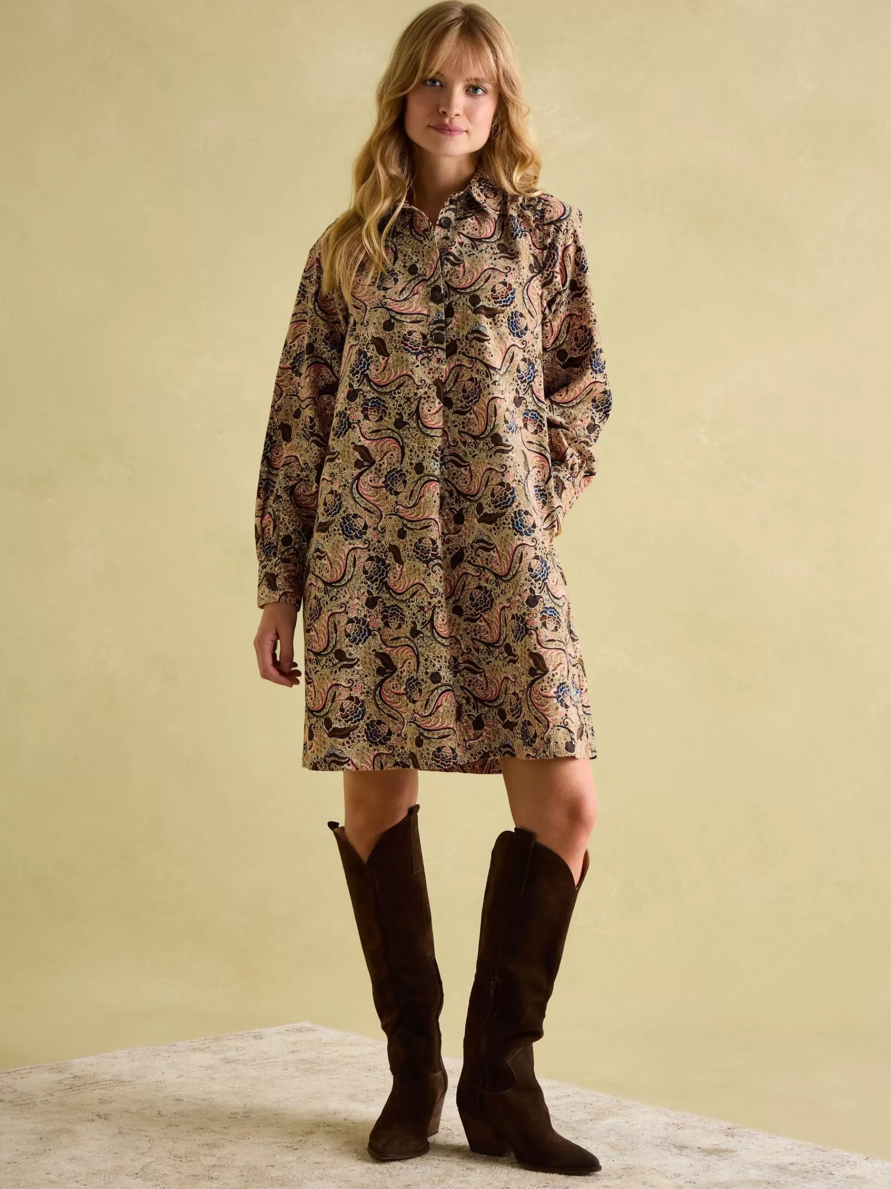 Joules Maple Floral Paisley Corduroy Shirt Dress FloralPaisley Online