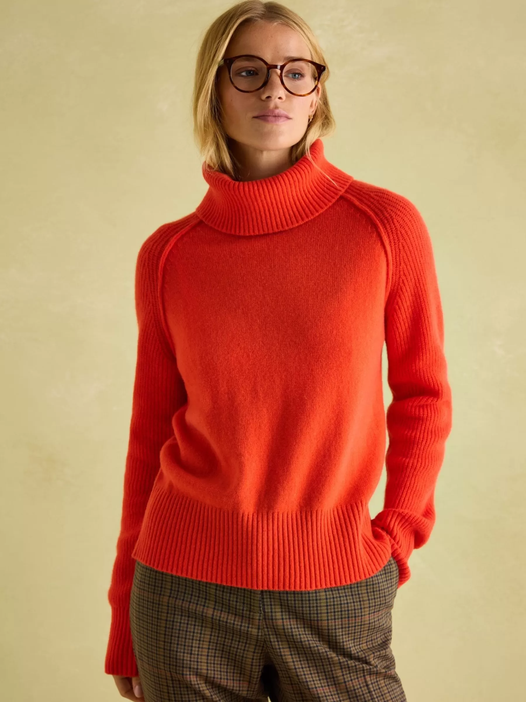 Joules May Merino Wool Jumper with Detachable Roll Neck Orange Best Sale
