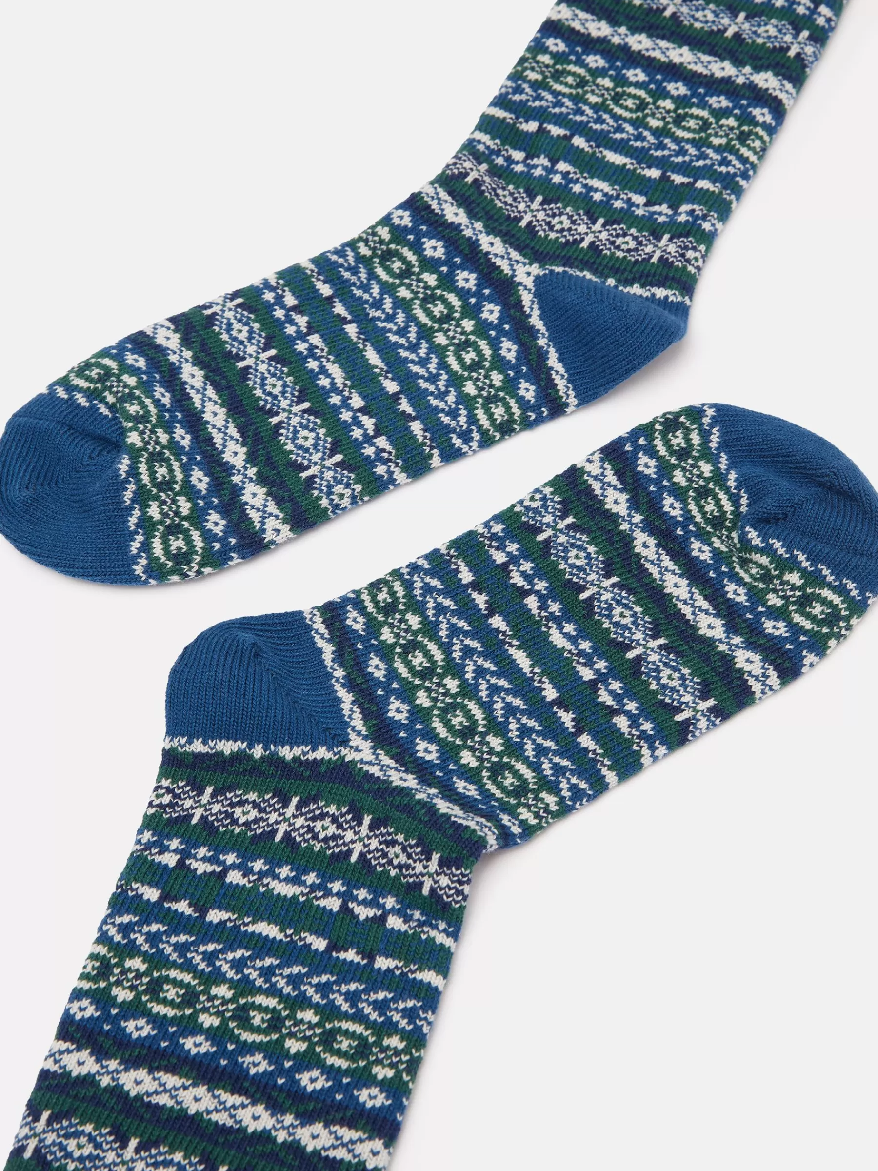 Joules Men's Alby Fair Isle Socks (size 7-12) Blue Shop