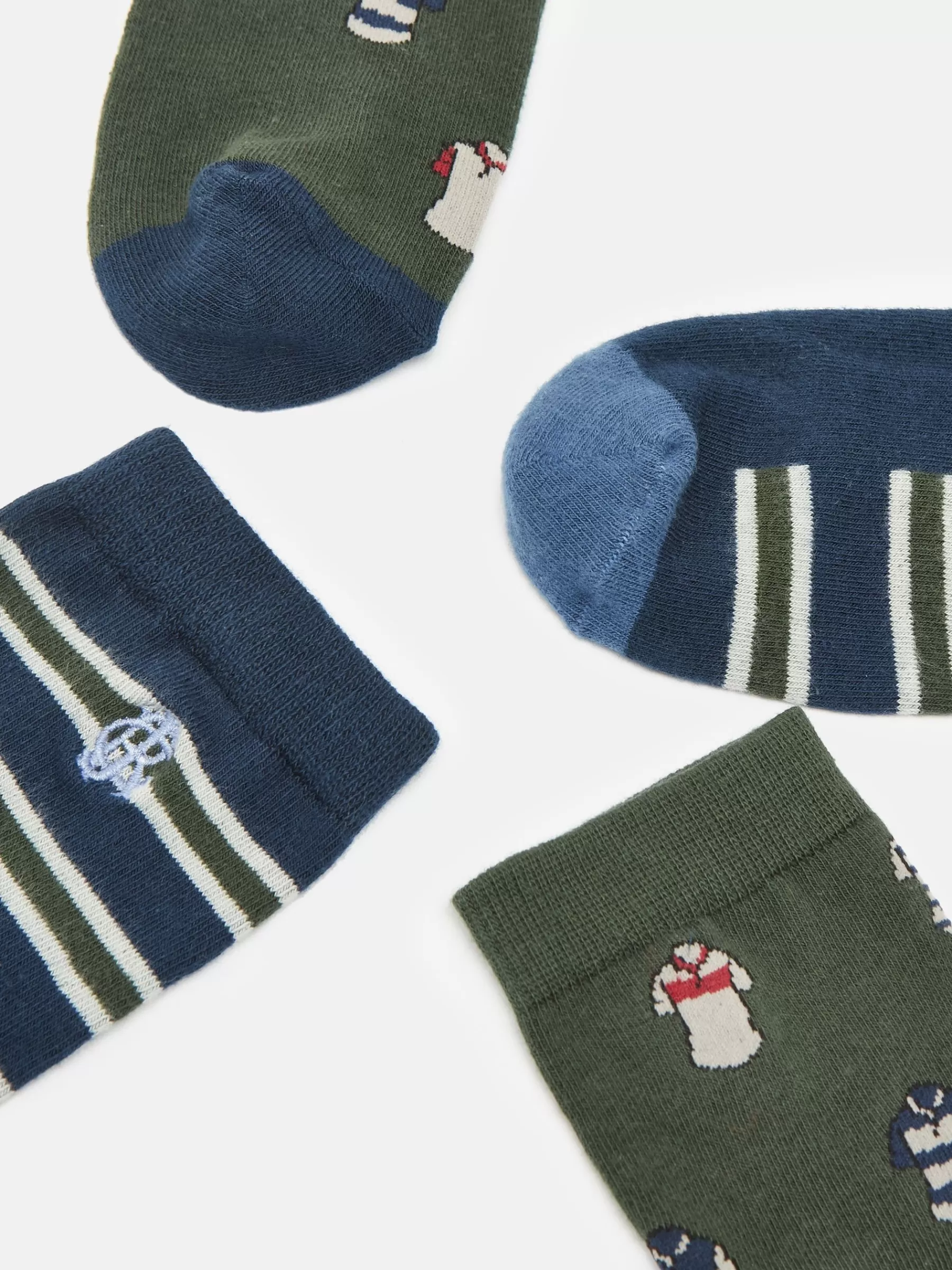 Joules Men's Kingsbury 2 Pack Socks (size 7-12) Green/Navy Online