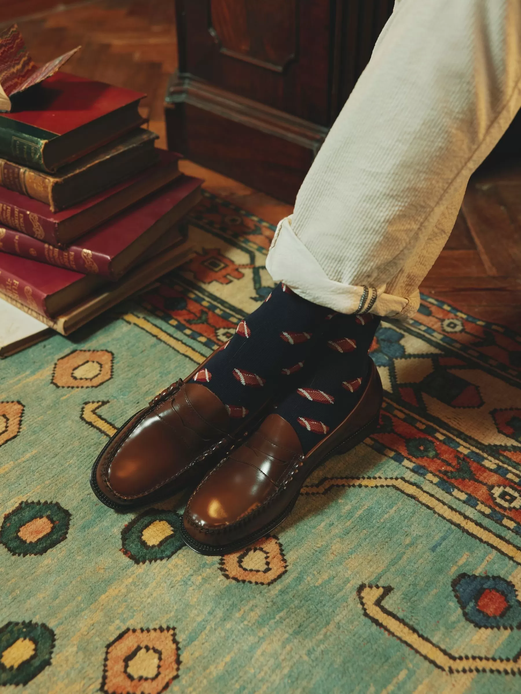 Joules Men's Kingsbury 2 Pack Socks (size 7-12) Navy/Burgundy Shop