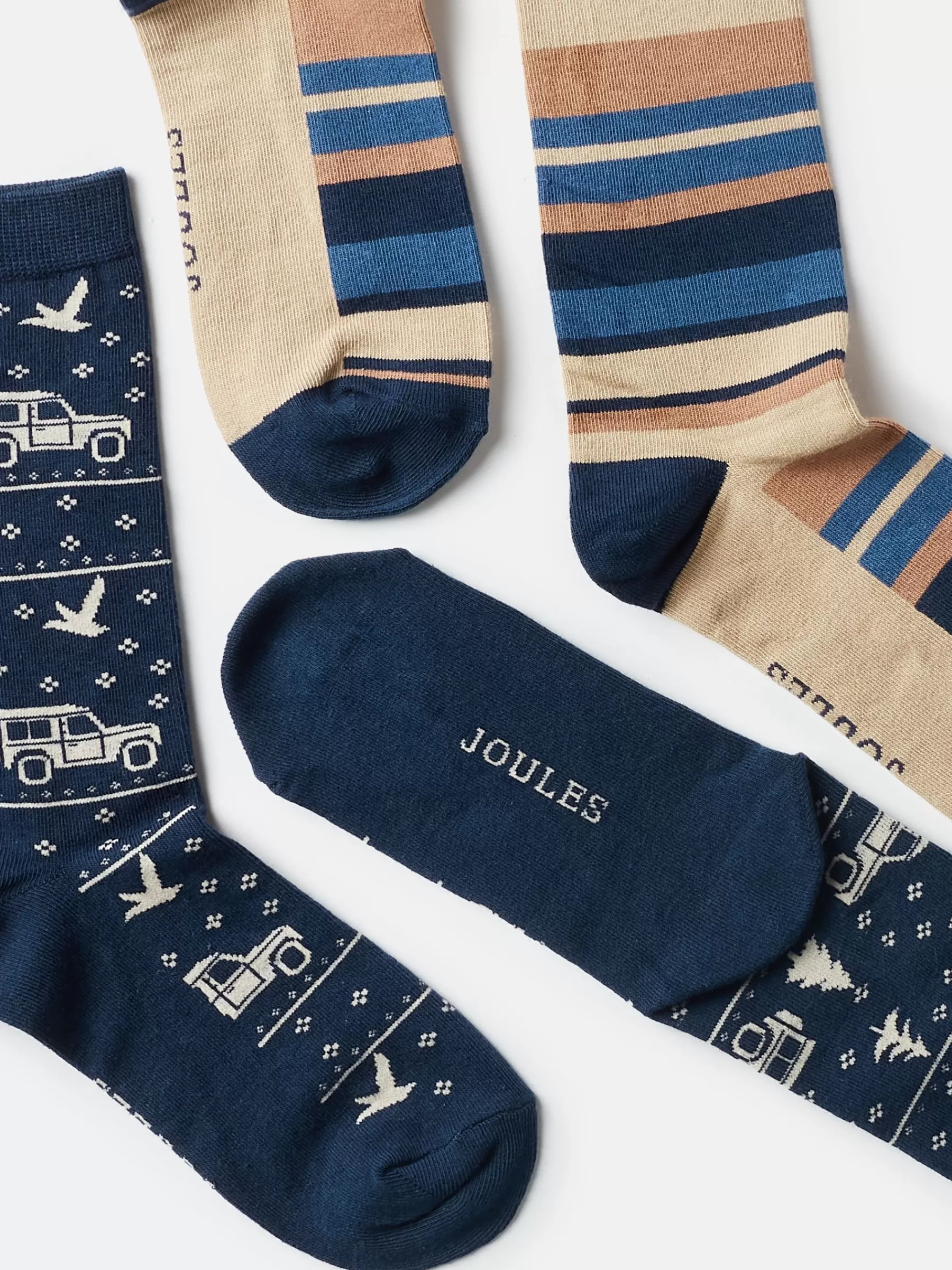 Joules Men's Kingsbury 2 Pack Socks (size 7-12) Navy/Oatmeal Sale