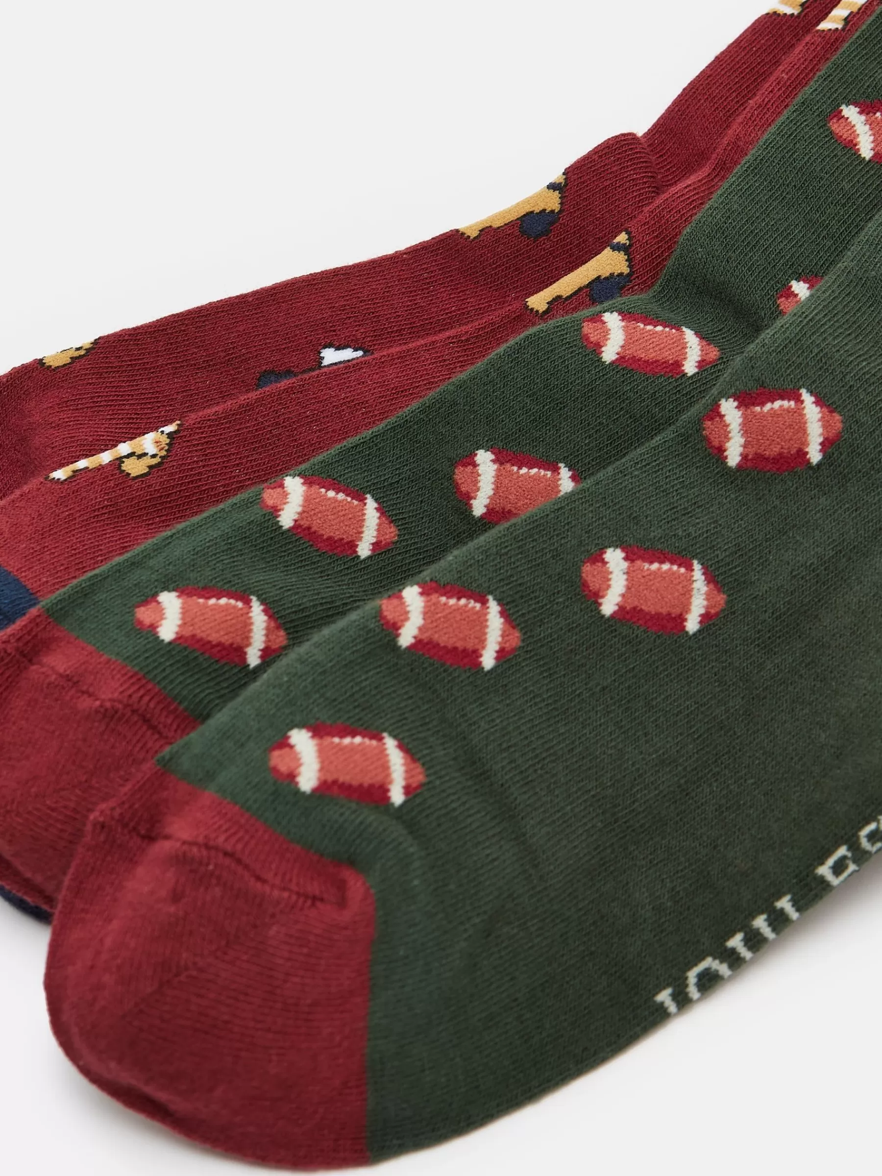Joules Men's Kingsbury 2 Pack Socks (size 7-12) Red/Green Fashion