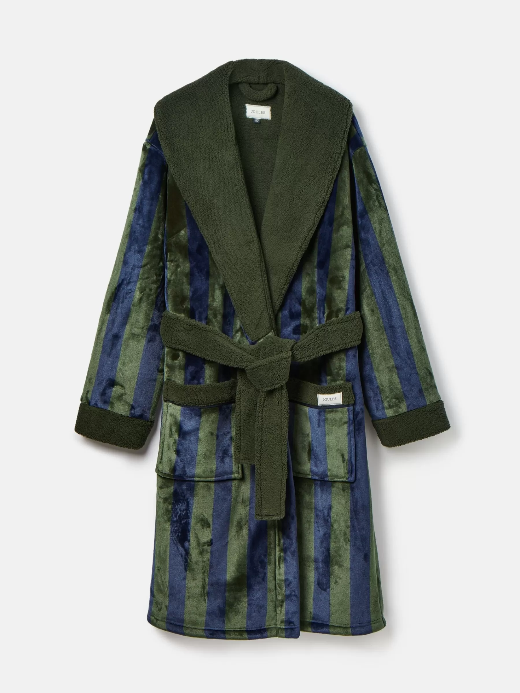 Joules Montague Green & Navy Stripe Fleece Lined Dressing Gown Green&NavyStripe Cheap