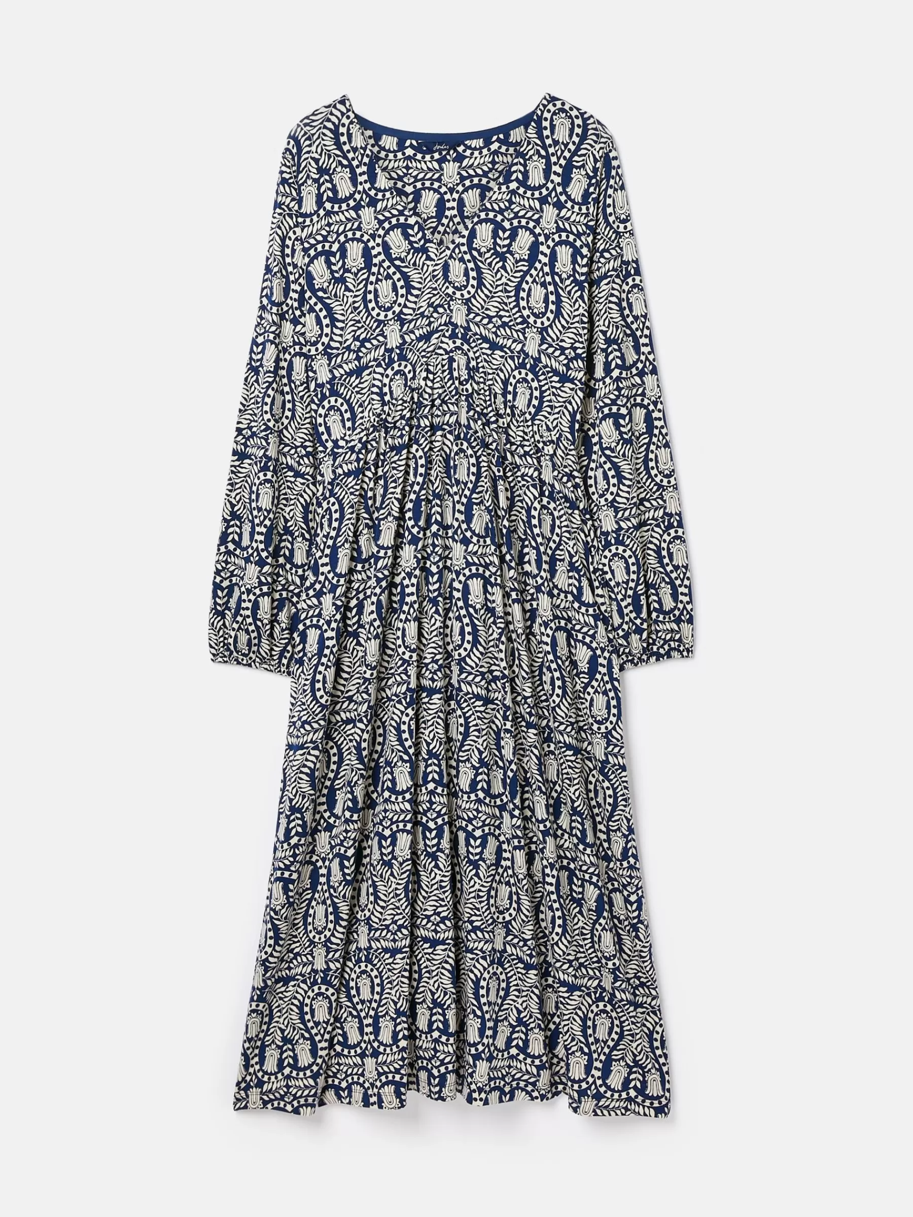 Joules Nia Navy Blue Printed Long Sleeve Midaxi Dress With Pockets NavyBlue Shop