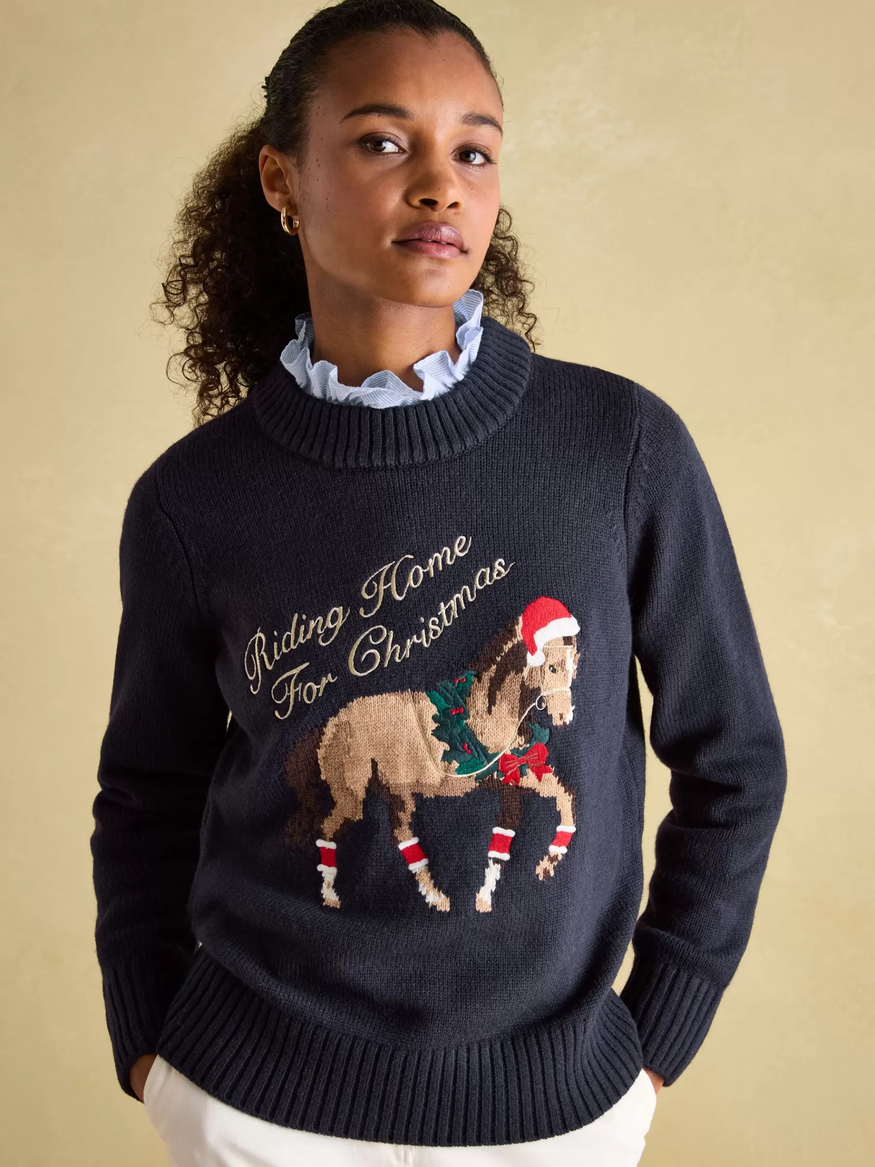 Joules Noelle Intarsia Christmas Jumper Navy Discount