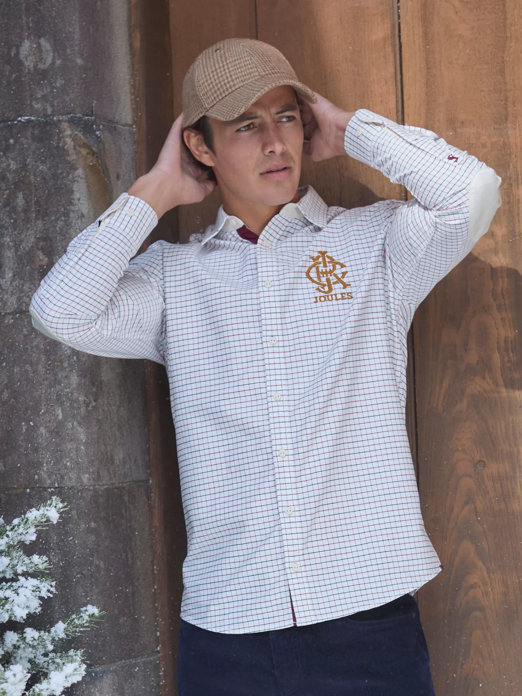 Joules Oxford Embroidered Check Shirt White Shop