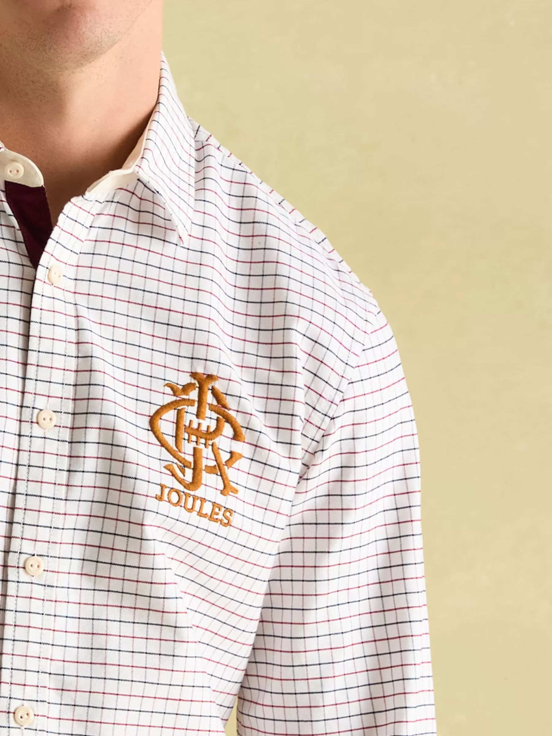 Joules Oxford Embroidered Check Shirt White Shop