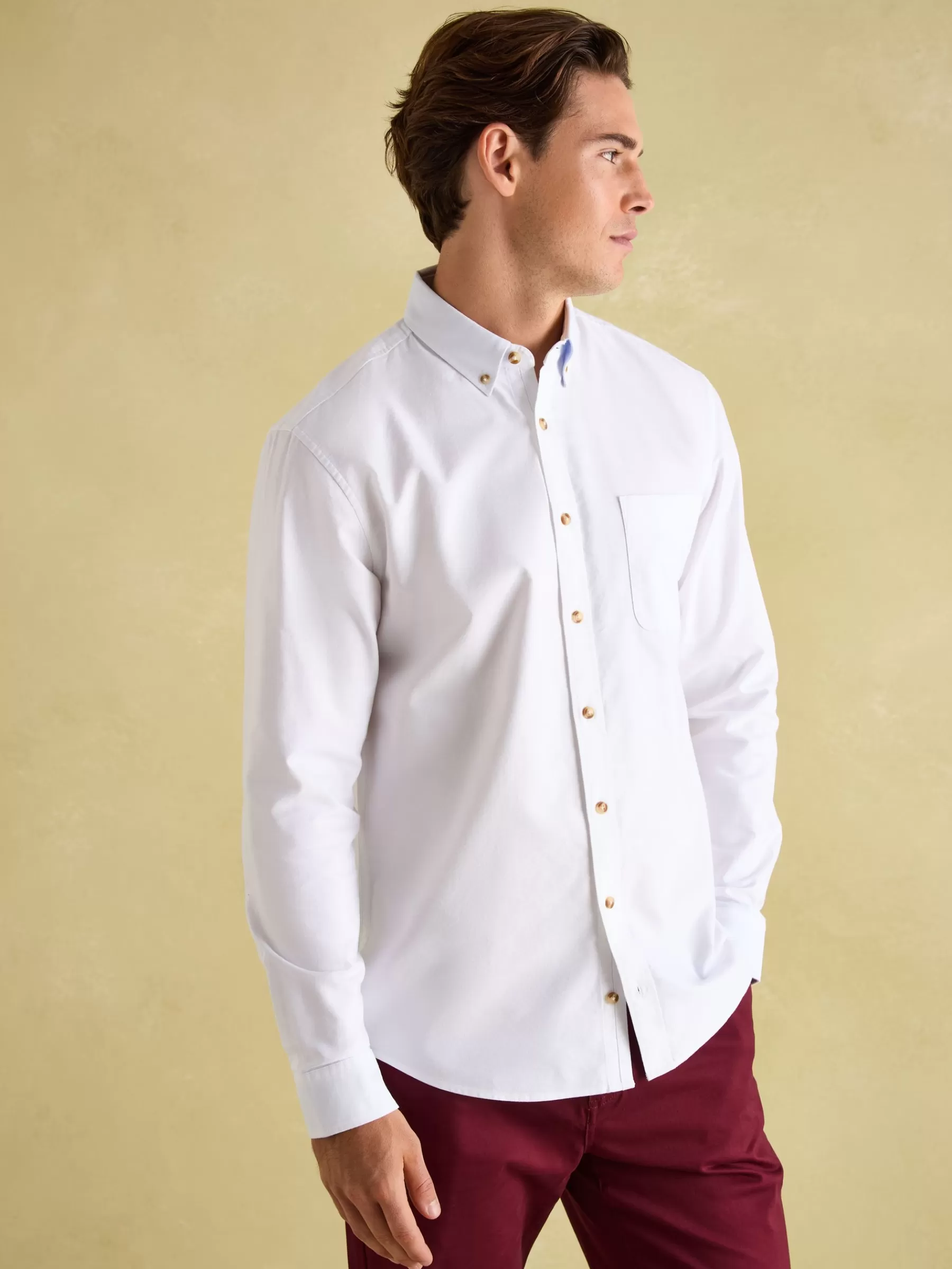 Joules Oxford Long Sleeve Classic Fit Shirt White Clearance