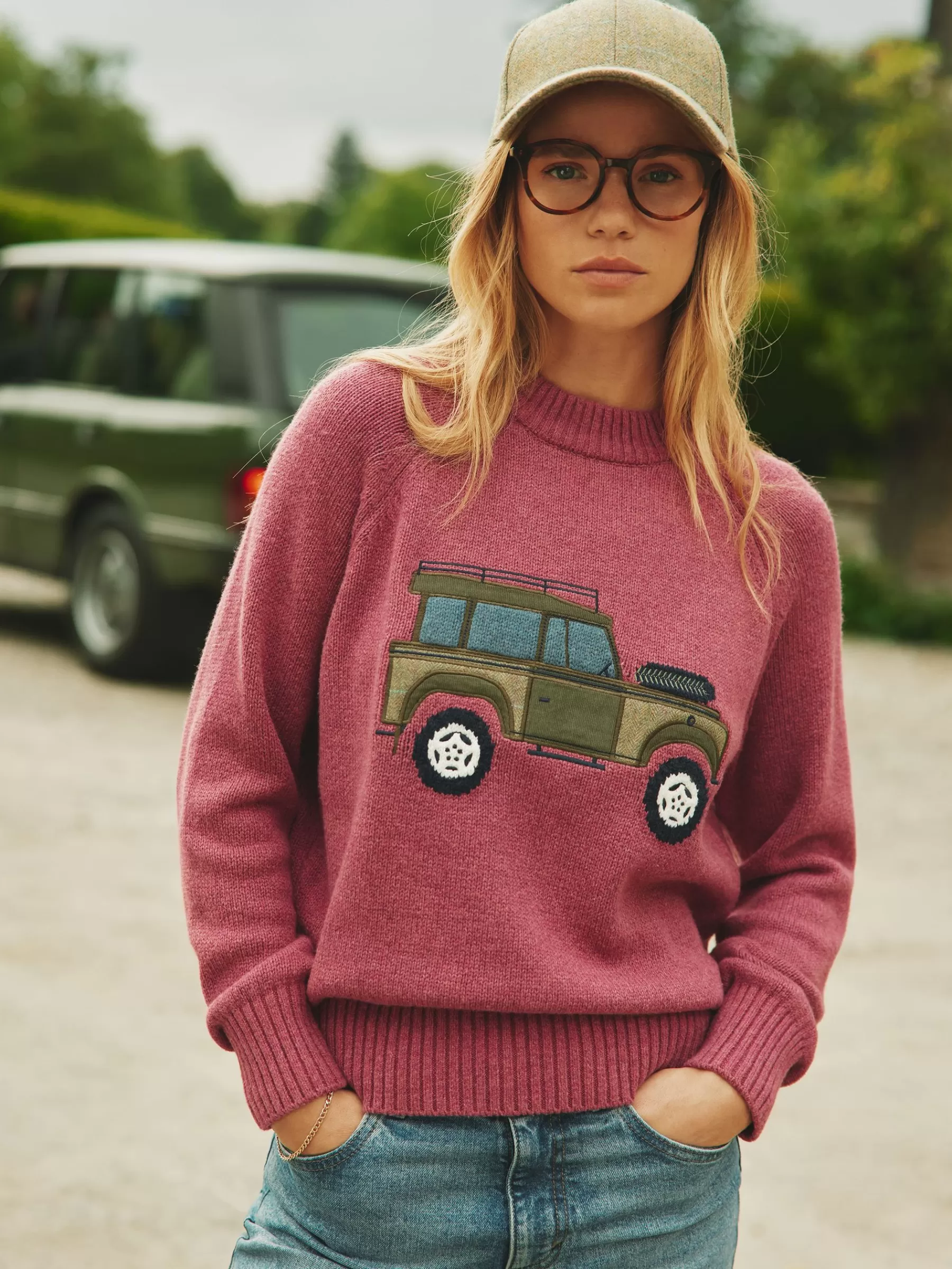 Joules Rutland Applique Knitted Jumper Pink Clearance